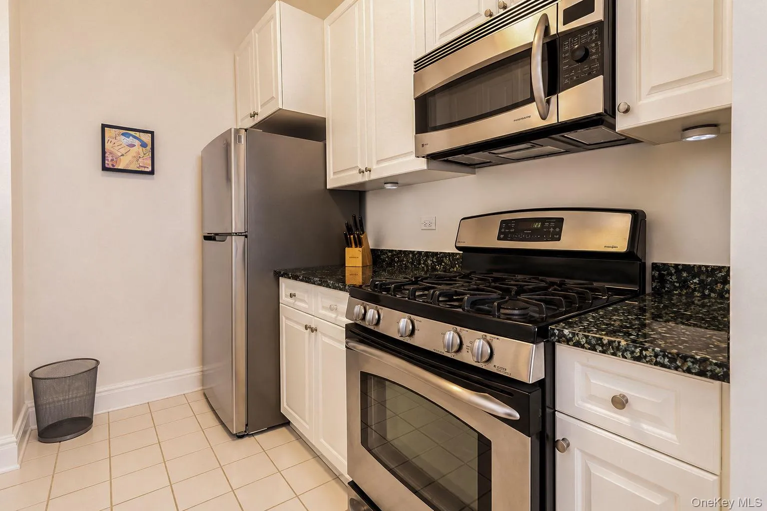 Kitchen with gas range, microwave, refrigerator, dishwasher Kitchen with gas range, microwave, refrigerator, dishwasher