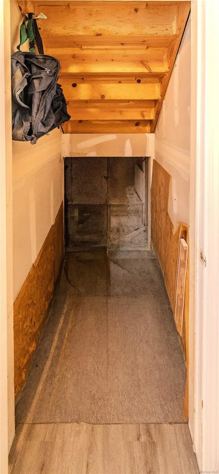 Storage under stairs in lower level Storage under stairs in lower level