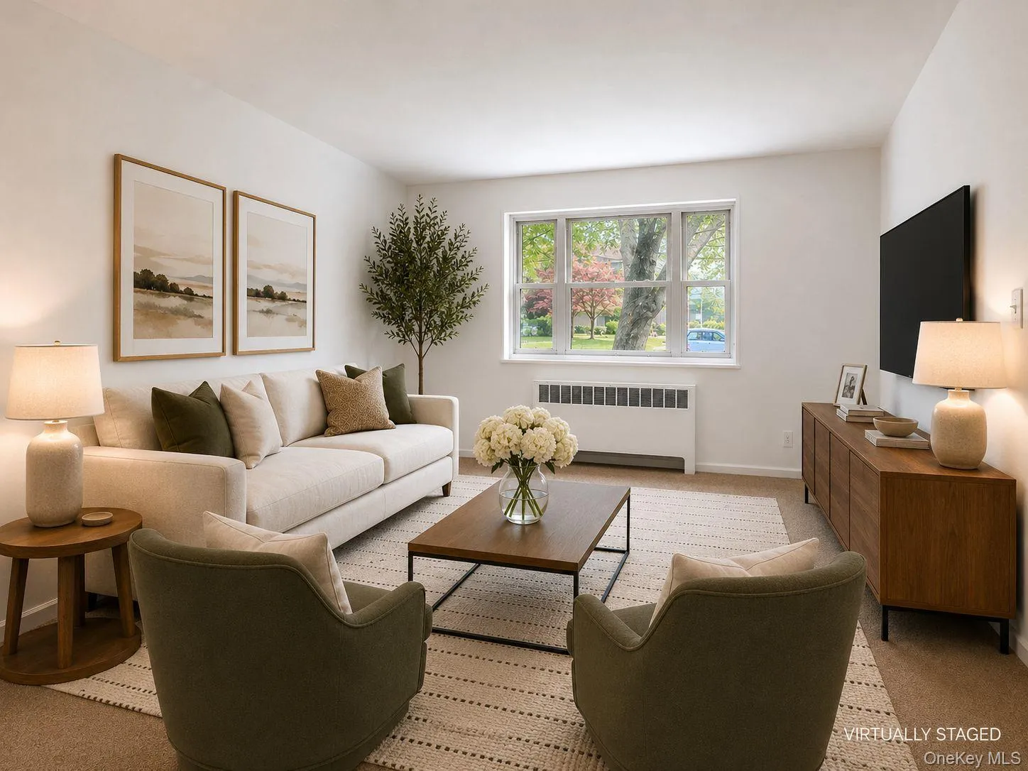 Virtually Staged. Living Room with great natural light, freshly painted walls and brand new carpet Virtually Staged. Living Room with great natural light, freshly painted walls and brand new carpet