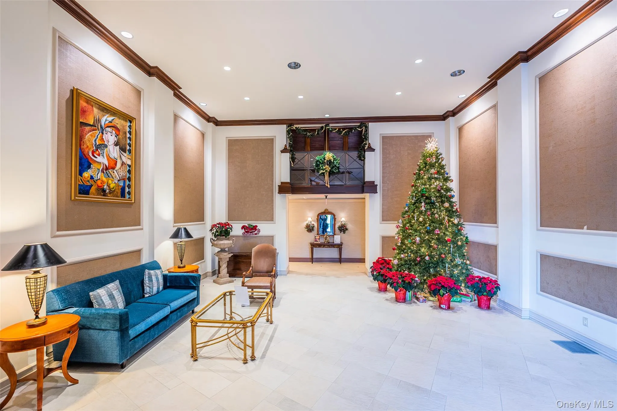 Common area with recessed lighting and crown molding Common area with recessed lighting and crown molding
