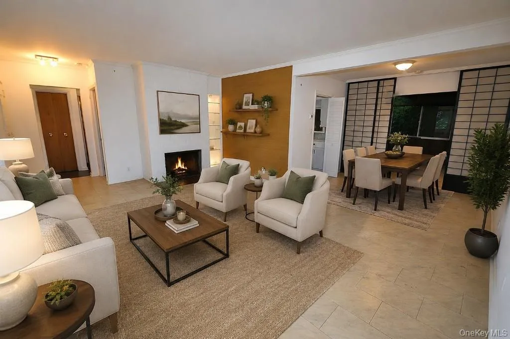 Photo Visually Staged. The living room has a large picture window, fireplace and opens to the dining room. The Living room is approx 22'-9" x 13'-1" and the dining area is 10'-2" x 8'-11". Photo Visually Staged. The living room has a large picture window, fireplace and opens to the dining room. The Living room is approx 22'-9" x 13'-1" and the dining area is 10'-2" x 8'-11".