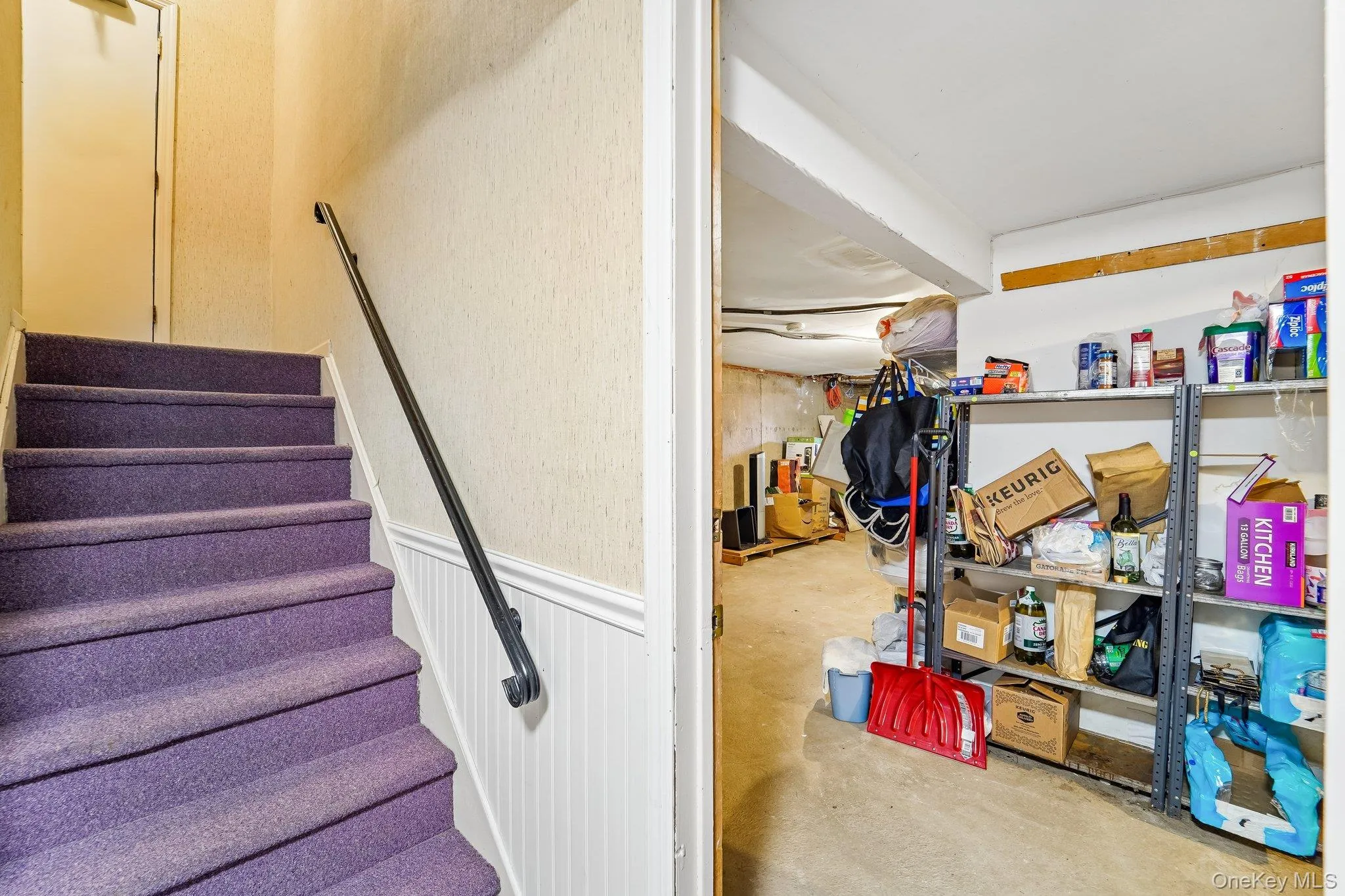 Steps down to the private basement. Steps down to the private basement.