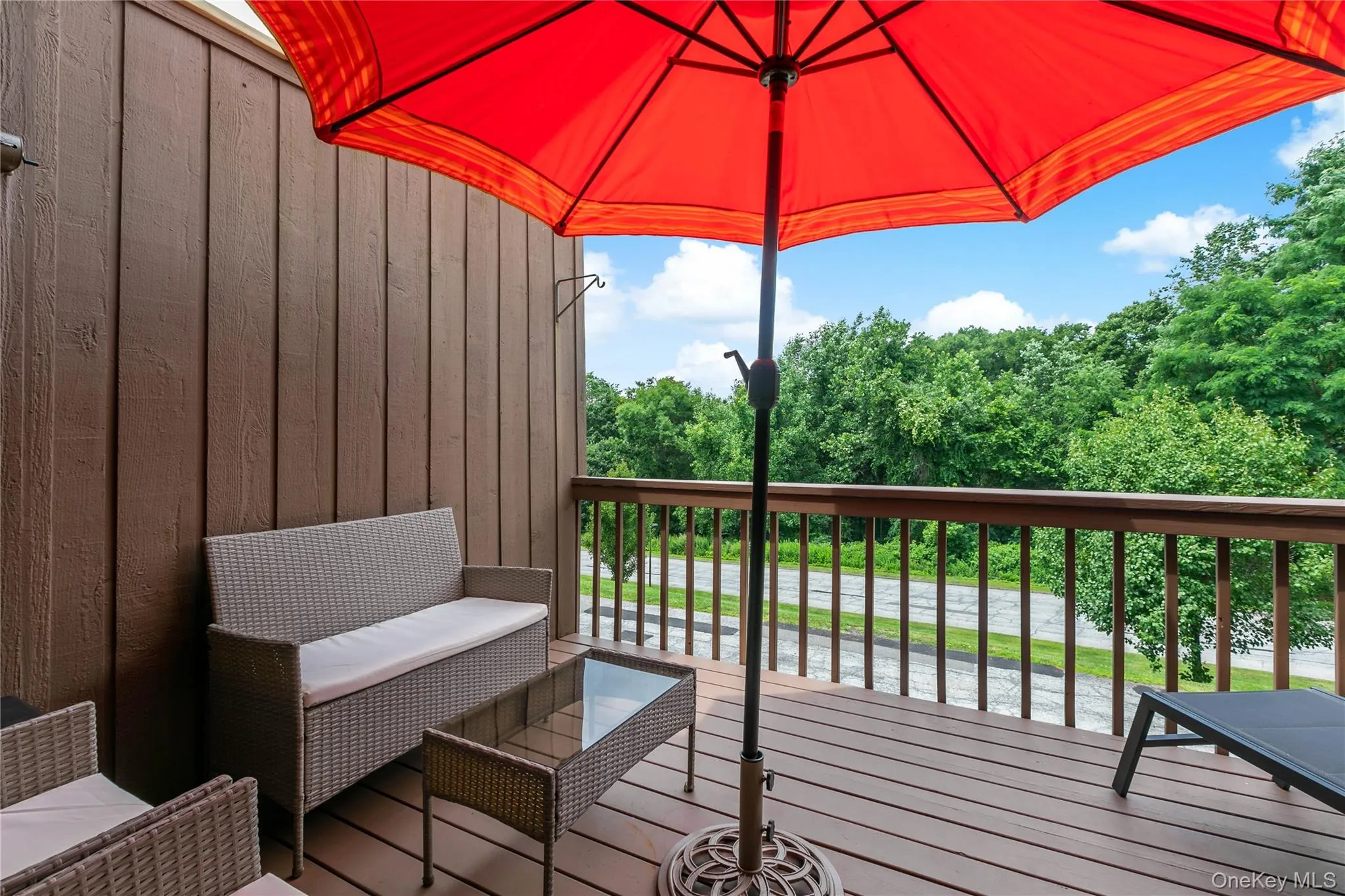 Lots of privacy from the deck overlooking the woods. Lots of privacy from the deck overlooking the woods.