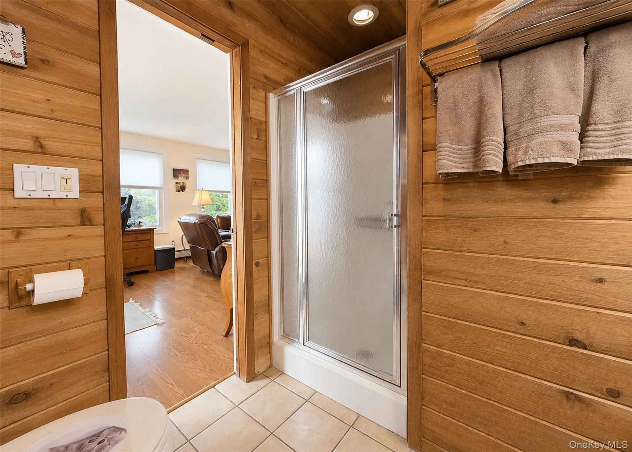 Walk-In Shower, Hi-Hats, & Tile Flooring. Walk-In Shower, Hi-Hats, & Tile Flooring.