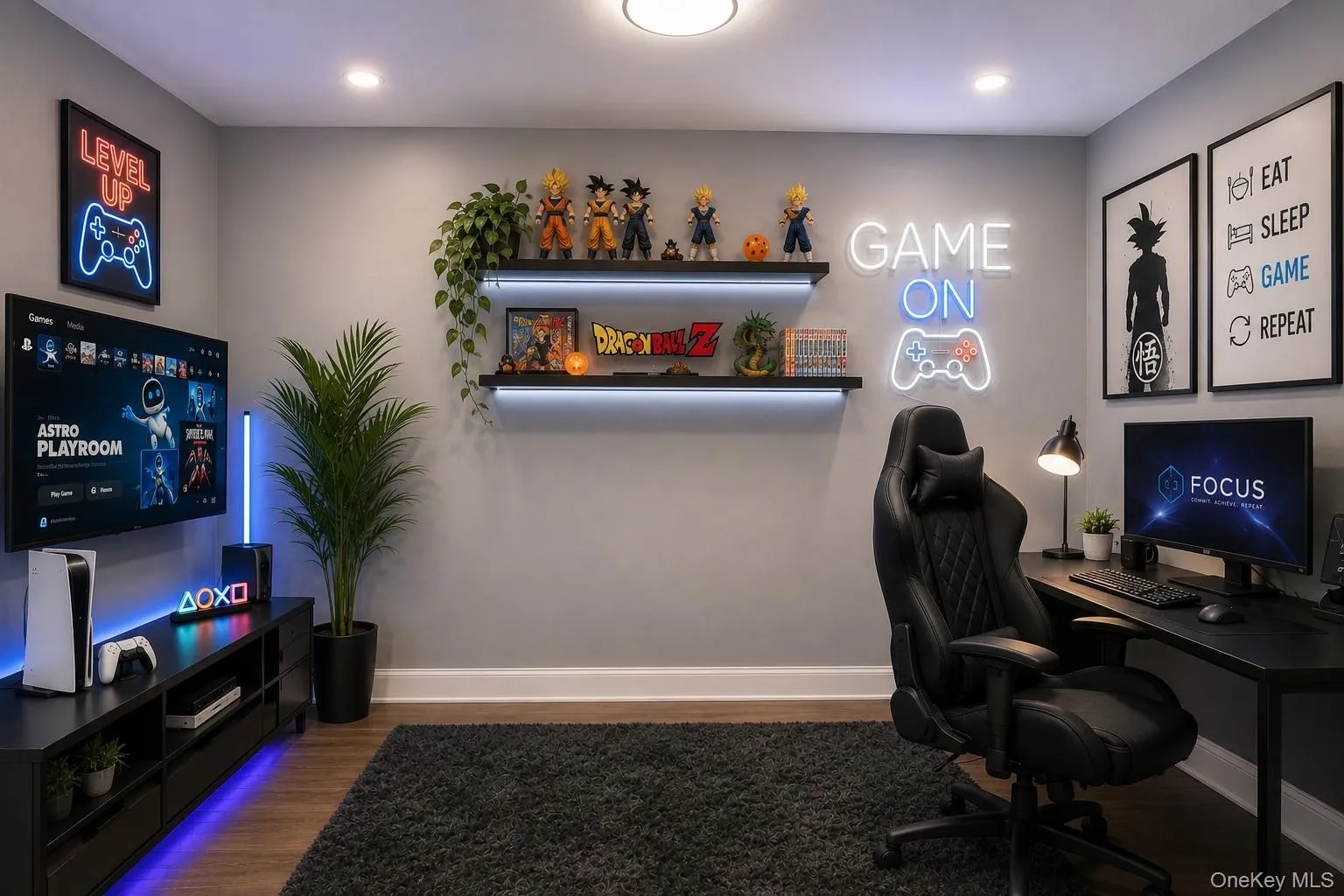 Bedroom used as a game room and office Bedroom used as a game room and office