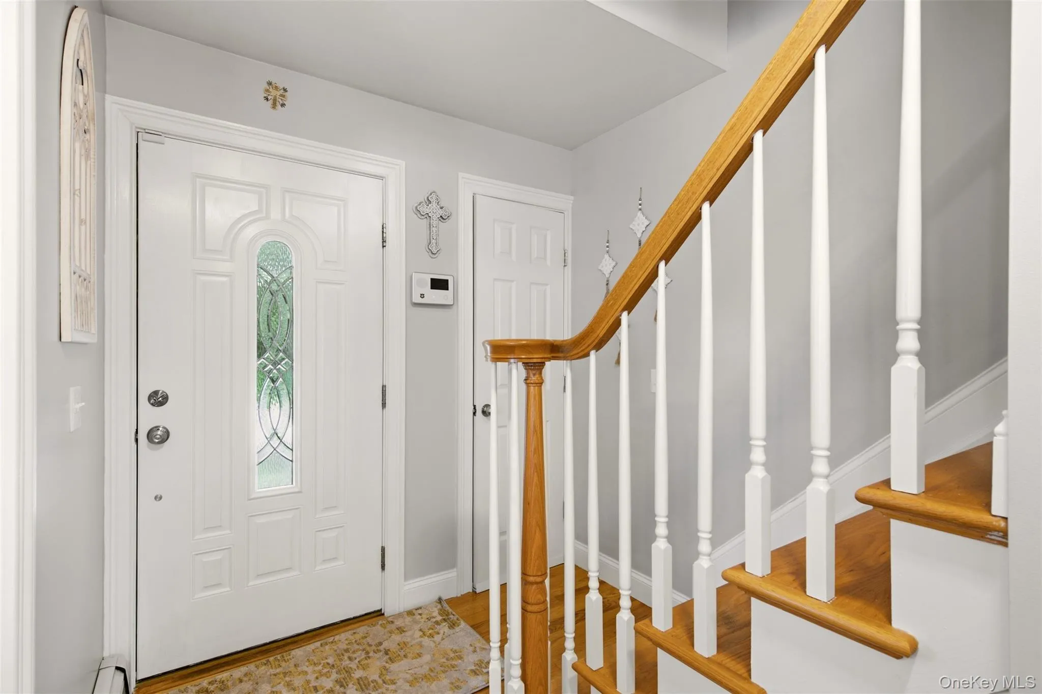 Leaded glass entry door with hall closet Leaded glass entry door with hall closet