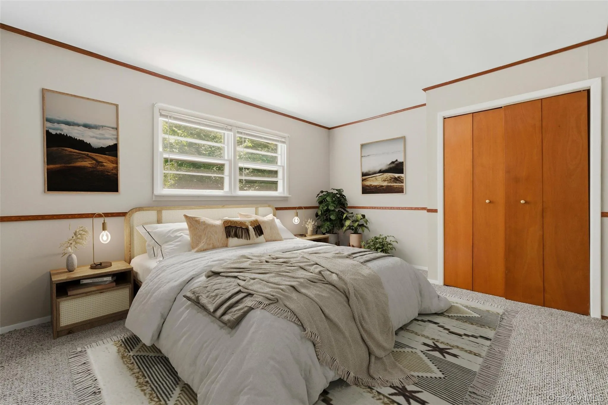 Virtually Staged for Inspo.Bedroom featuring natural light and carpet flooring and a large double closet. Virtually Staged for Inspo.Bedroom featuring natural light and carpet flooring and a large double closet.