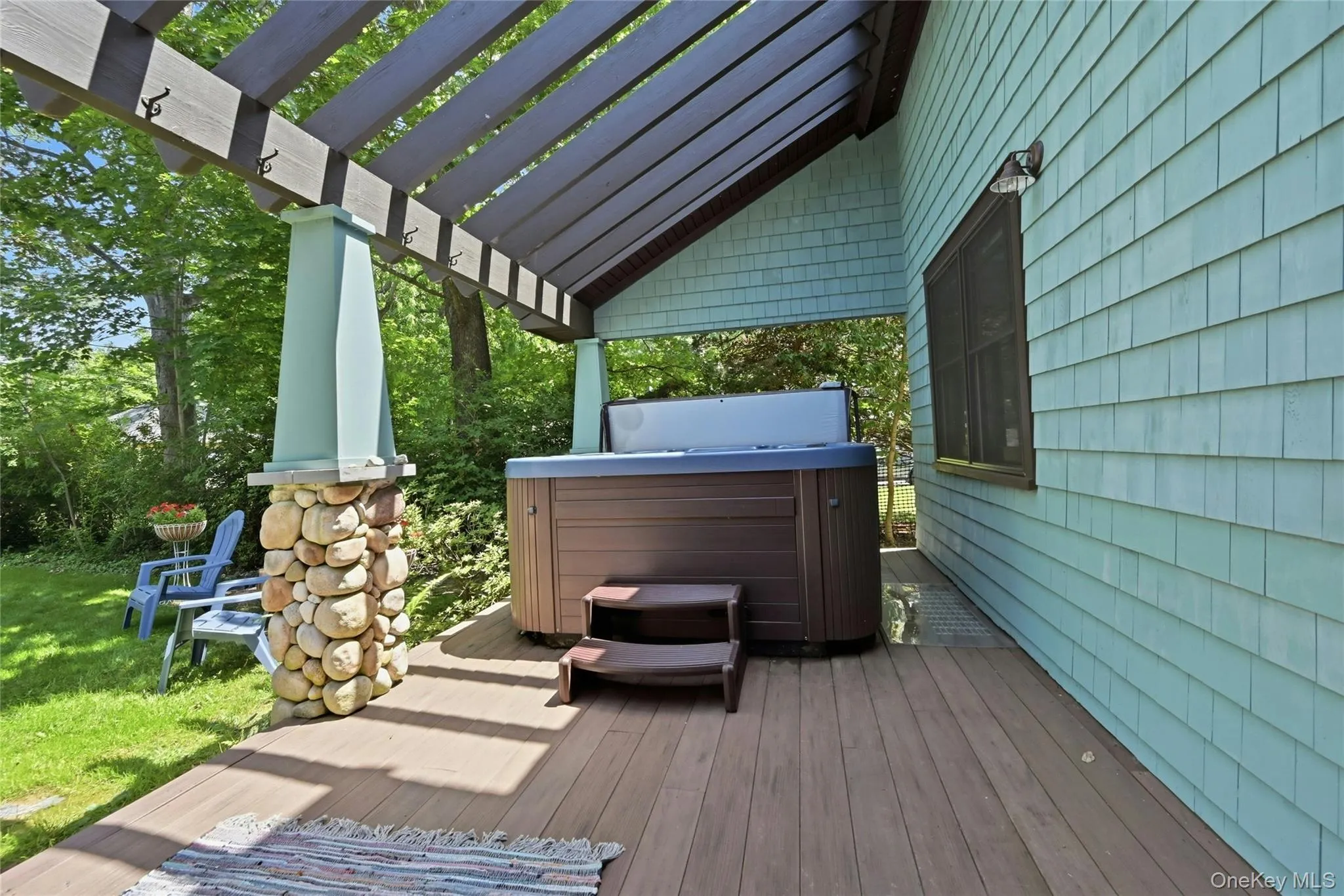 Back porch with hot tub Back porch with hot tub