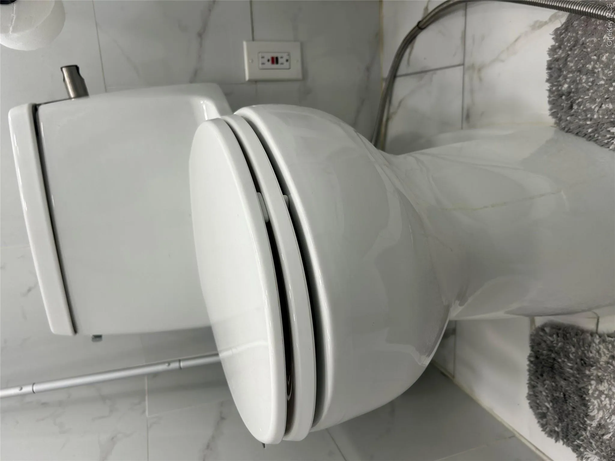 Toilet has GFI switch setup for smart toilet. Toilet has GFI switch setup for smart toilet.