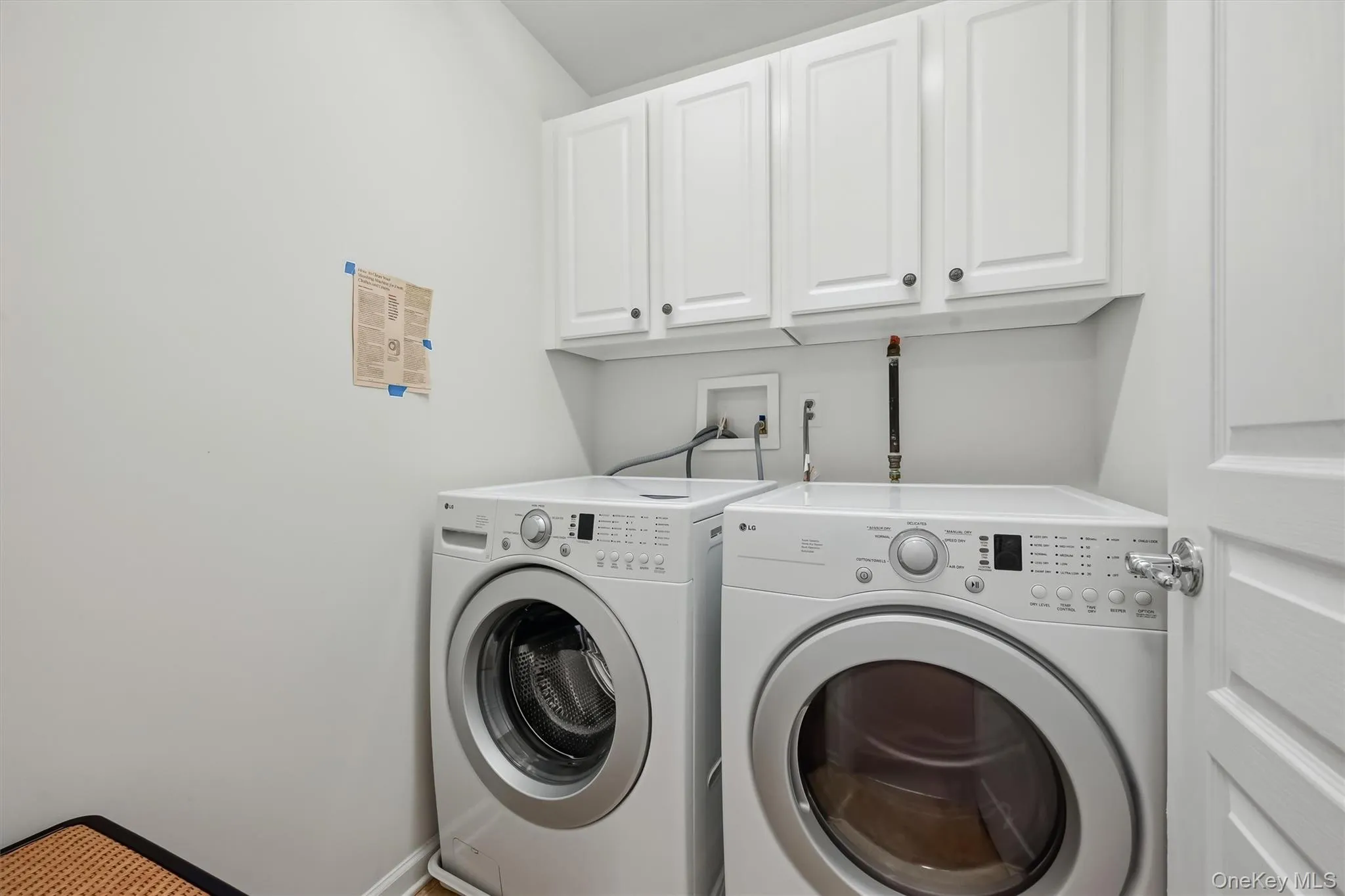 The laundry room has storage above. Yes the washer and dryer stay with the home. The laundry room has storage above. Yes the washer and dryer stay with the home.