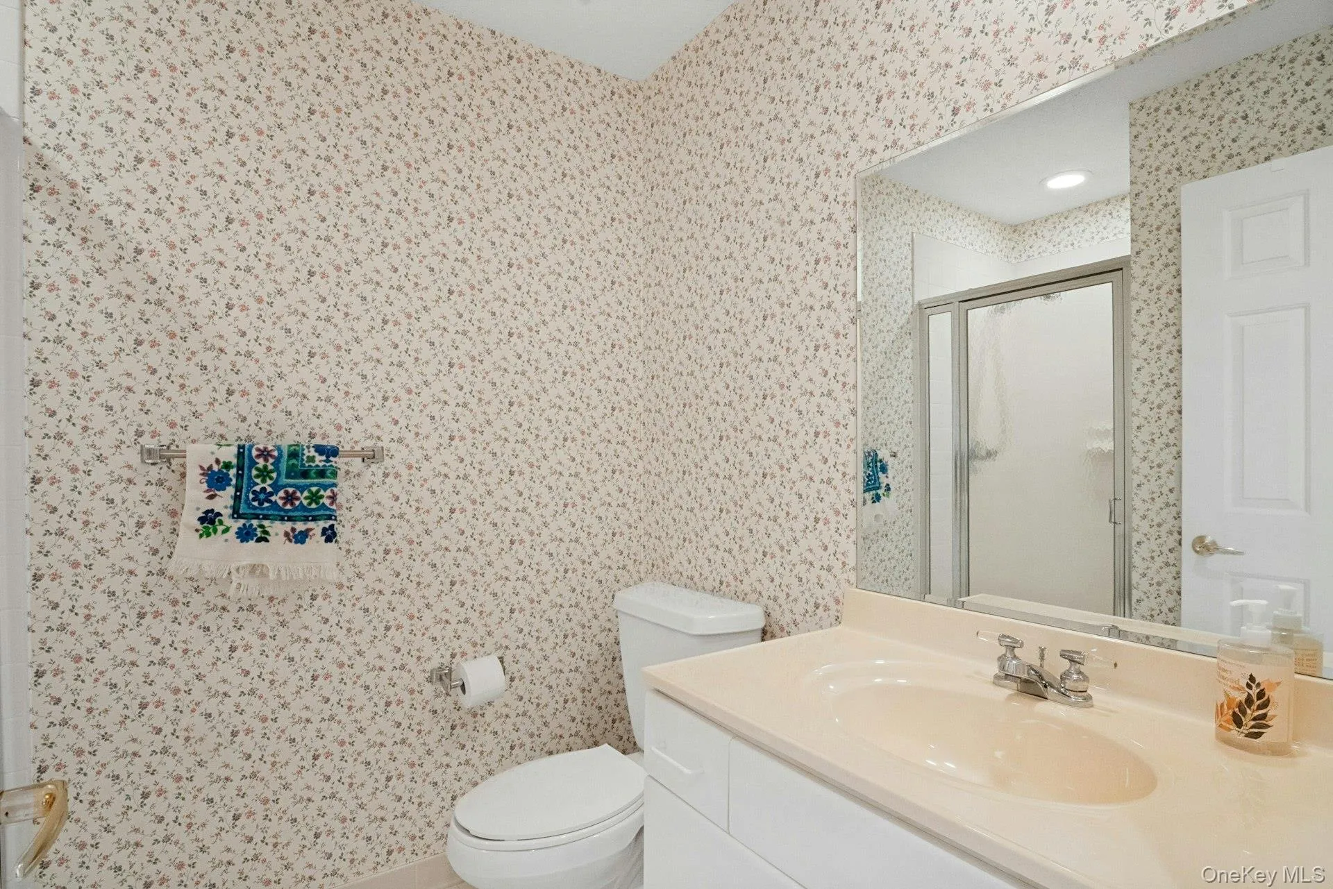 Guest bathroom with shower in the hall adjacent to the second bedroom Guest bathroom with shower in the hall adjacent to the second bedroom