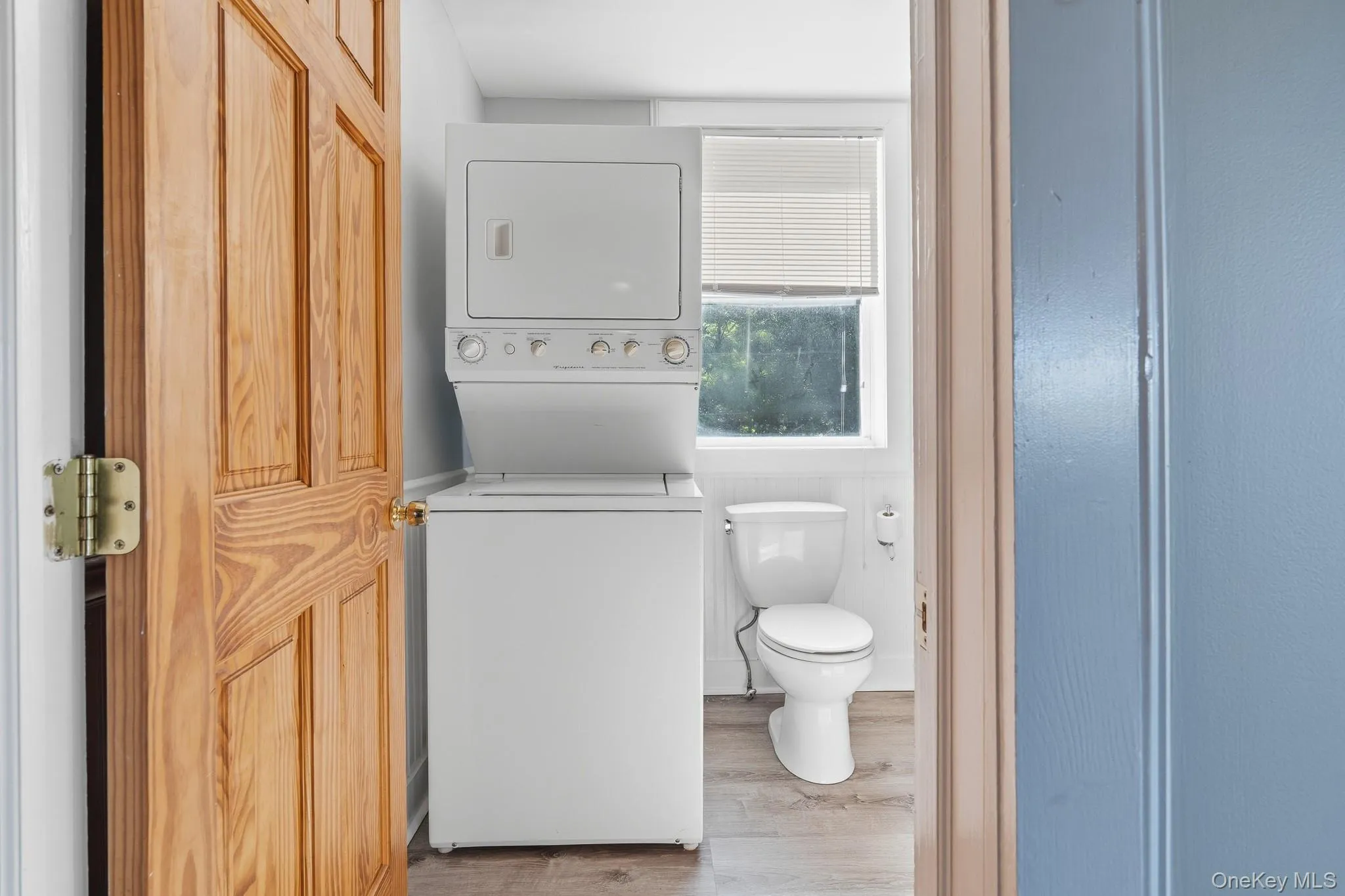 In-unit Washer and Dryer are conveniently located on one side of the large bathroom. In-unit Washer and Dryer are conveniently located on one side of the large bathroom.