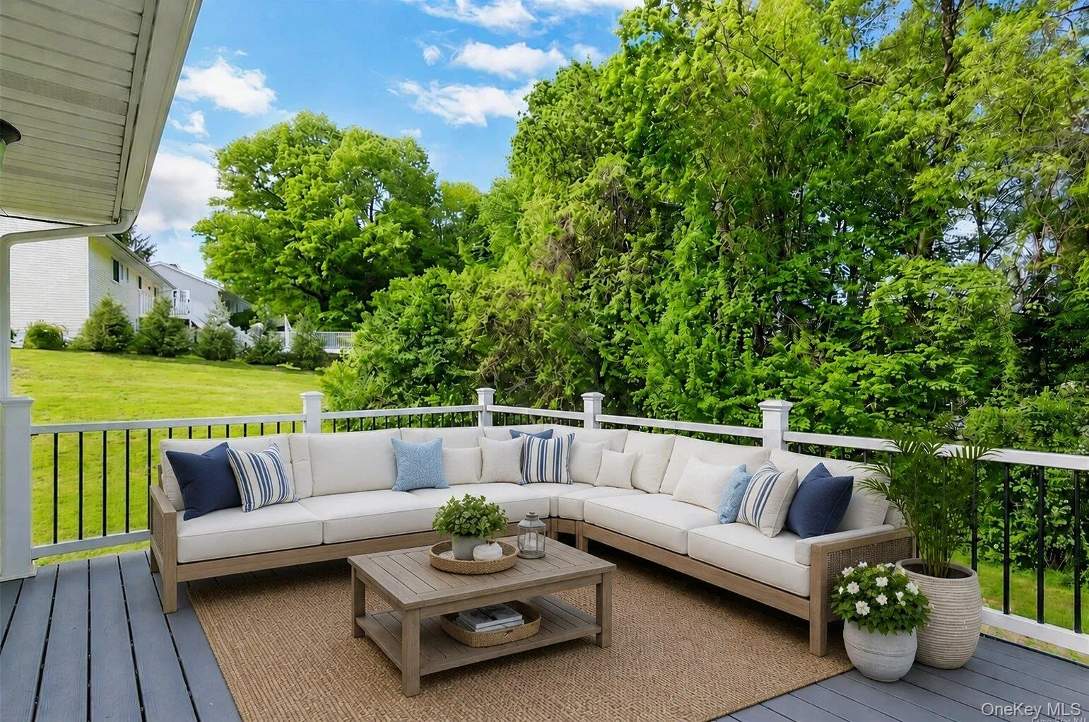 Virtually staged deck: Aspacious outdoor deck ideal forgrilling, dining, entertaining, orsimply relaxing whileoverlooking the backyard Virtually staged deck: Aspacious outdoor deck ideal forgrilling, dining, entertaining, orsimply relaxing whileoverlooking the backyard