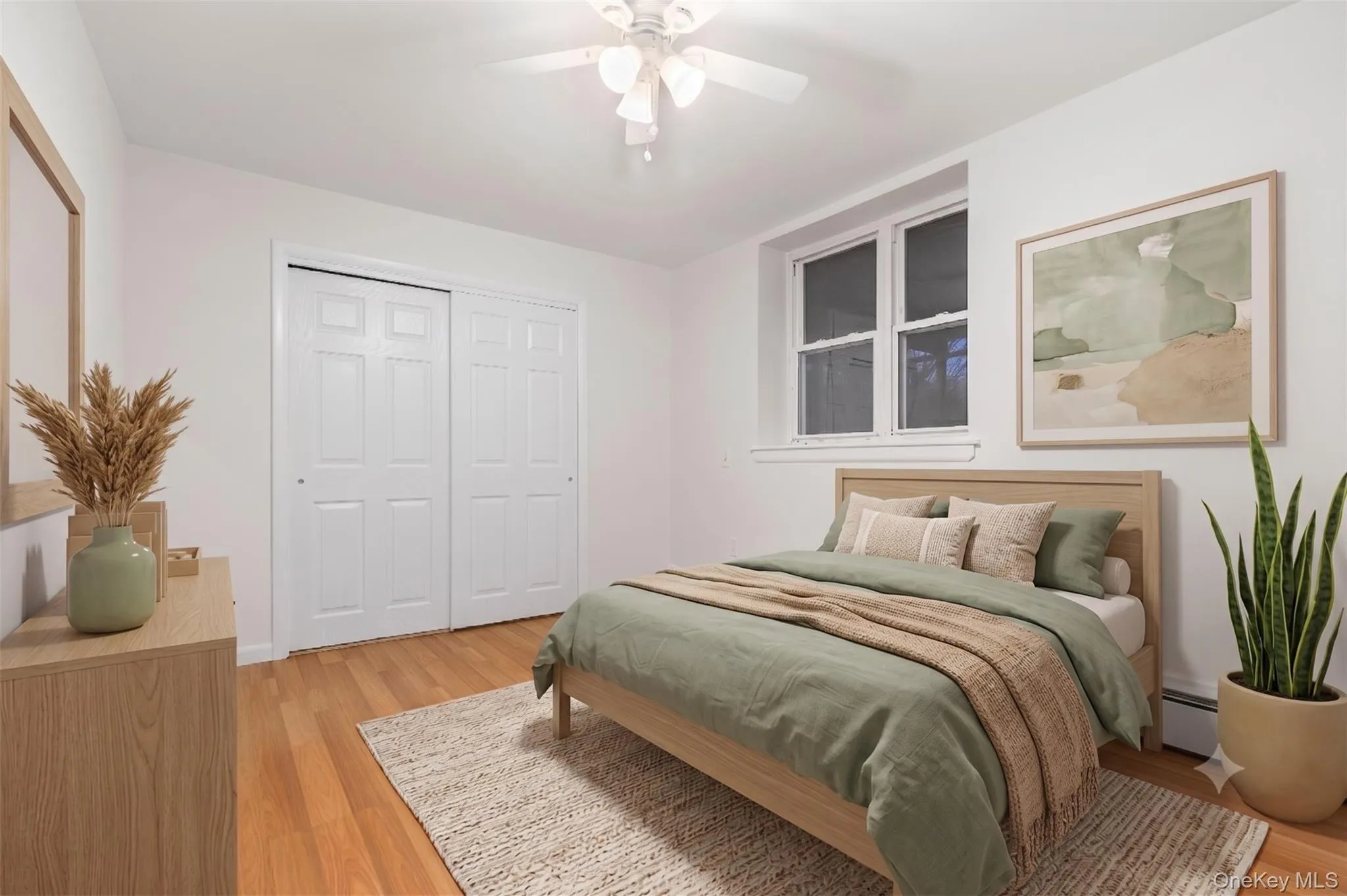 Virtually staged bedroom. Virtually staged bedroom.