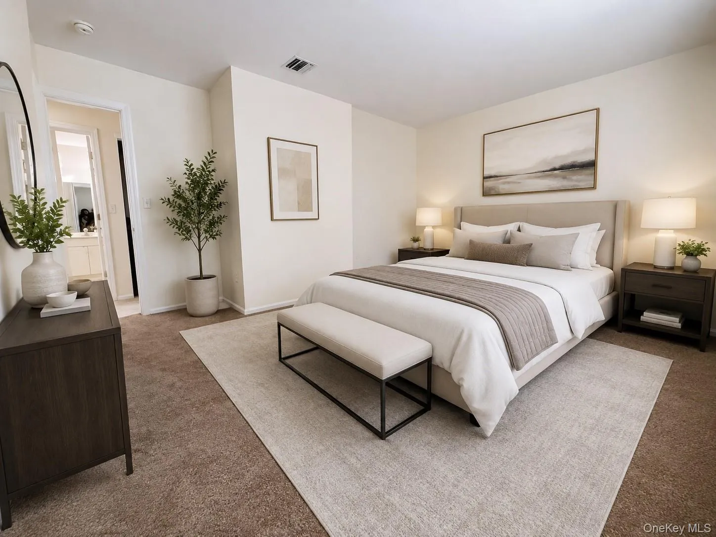 Carpeted flooring, neutral wall tones, and recessed ceiling lighting Carpeted flooring, neutral wall tones, and recessed ceiling lighting
