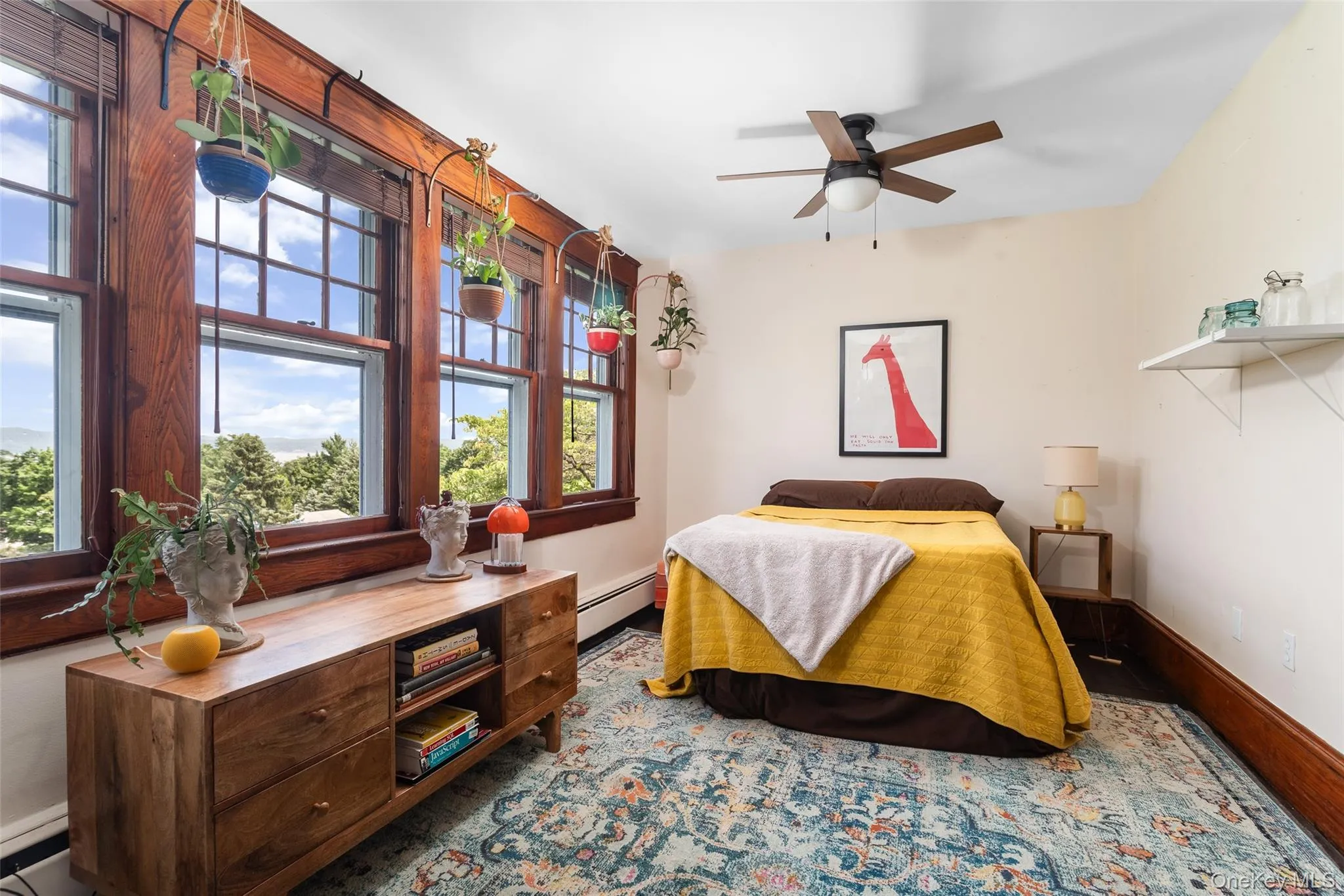 Master bedroom with views of the Hudson River. Master bedroom with views of the Hudson River.