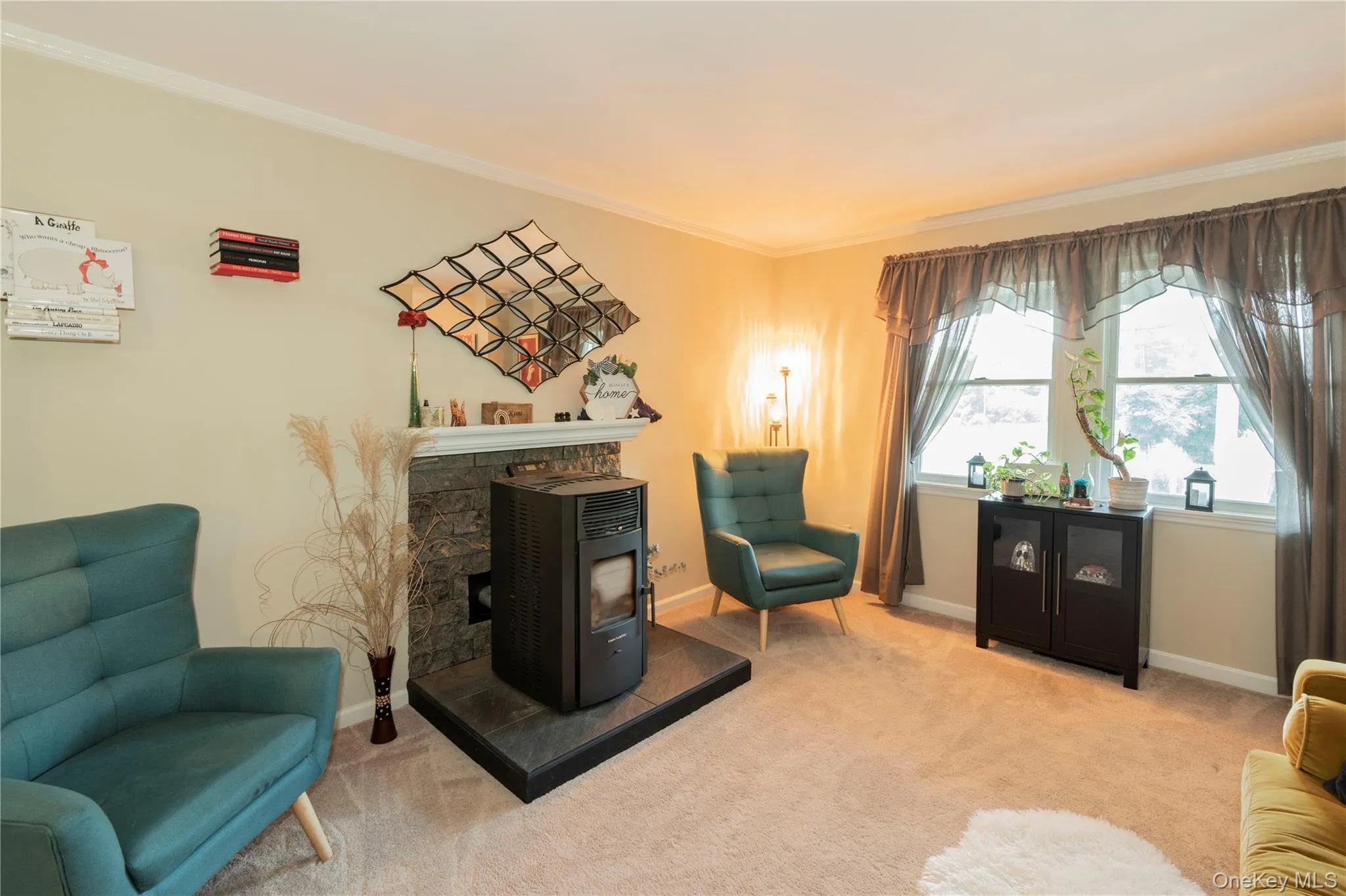 Living Room also has a cozy stove for cold winter days Living Room also has a cozy stove for cold winter days