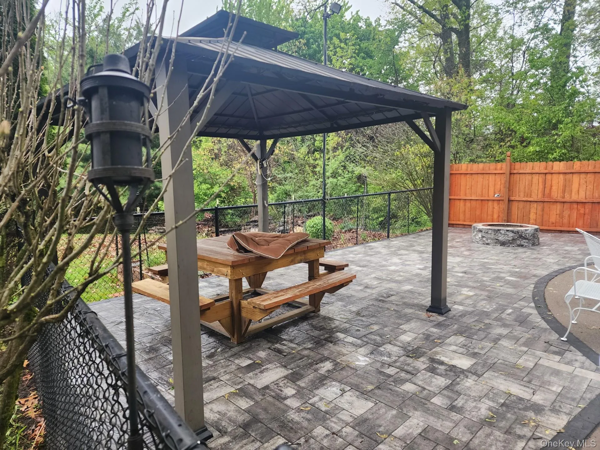 Patio with covered Gazebo for summer shade near the pool Patio with covered Gazebo for summer shade near the pool
