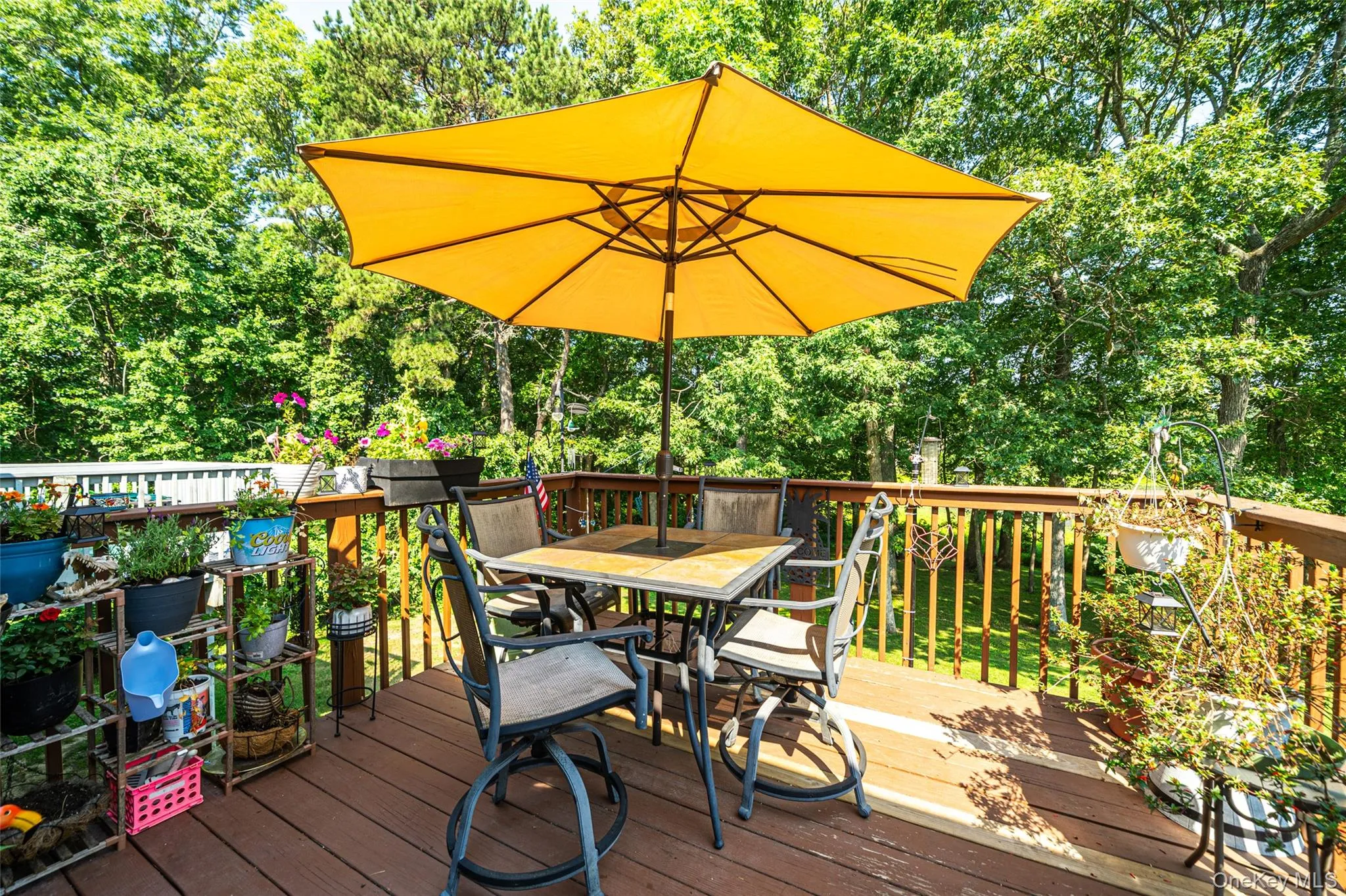 Large deck with view of lake Large deck with view of lake