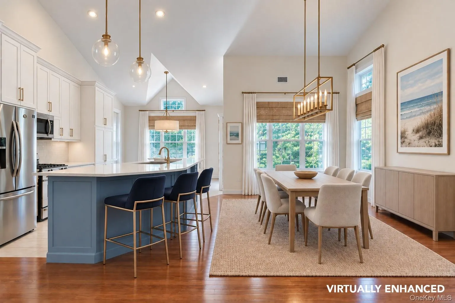Virtually Enhanced Kitchen Open to Dining Area Virtually Enhanced Kitchen Open to Dining Area