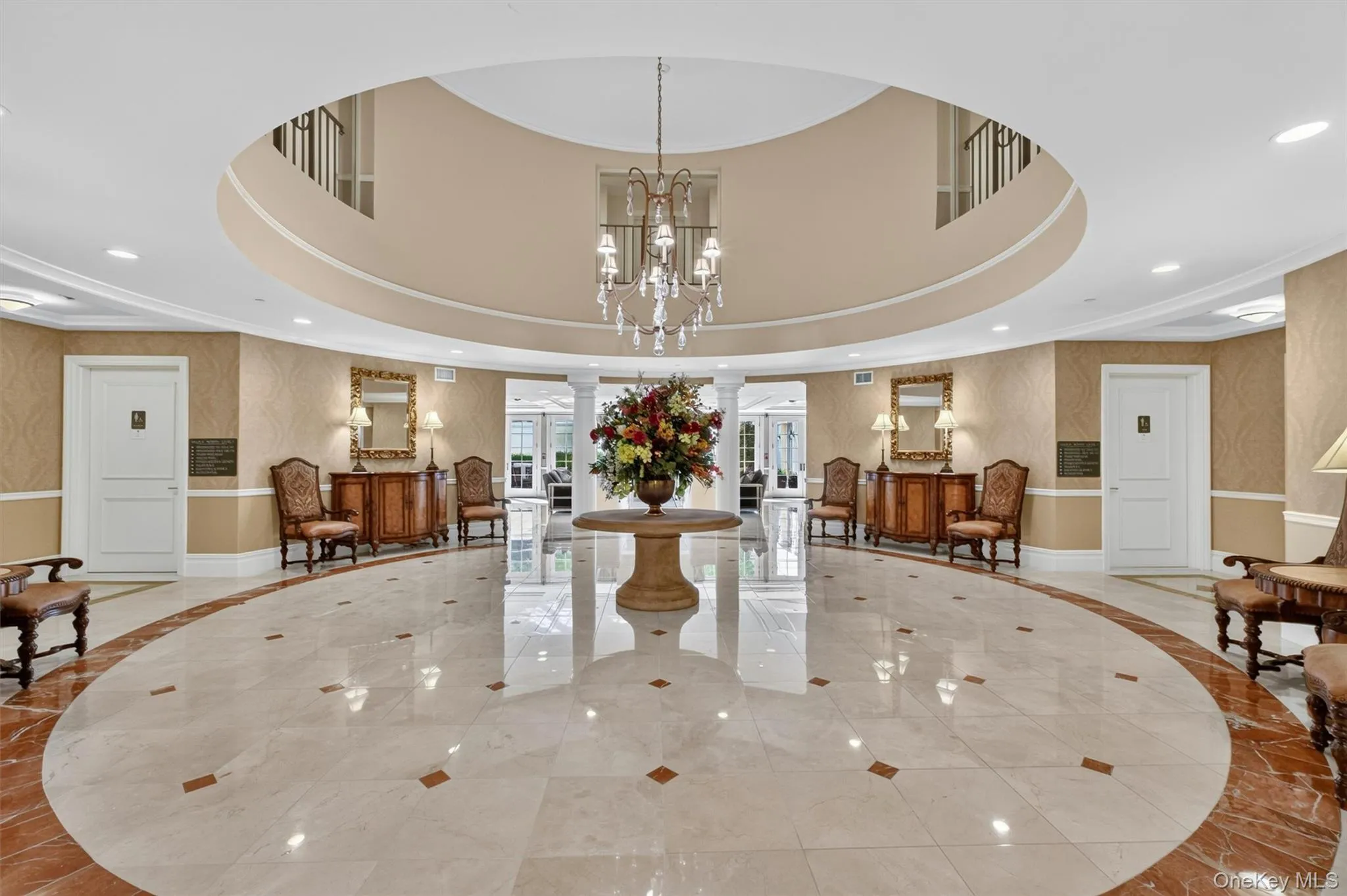 Sophisticated grand marble lobby invites you in. Sophisticated grand marble lobby invites you in.