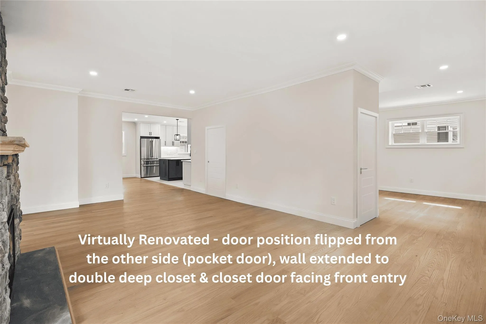 virtually renovated - the builder will extend the wall, flip the door to the half bath to the living room side and extend the closet at cost virtually renovated - the builder will extend the wall, flip the door to the half bath to the living room side and extend the closet at cost