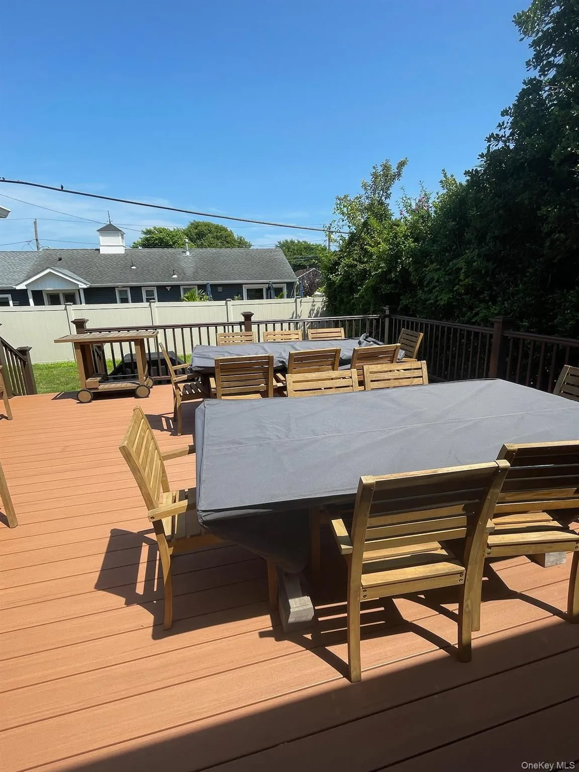 Deck featuring outdoor dining space and a fenced backyard Deck featuring outdoor dining space and a fenced backyard