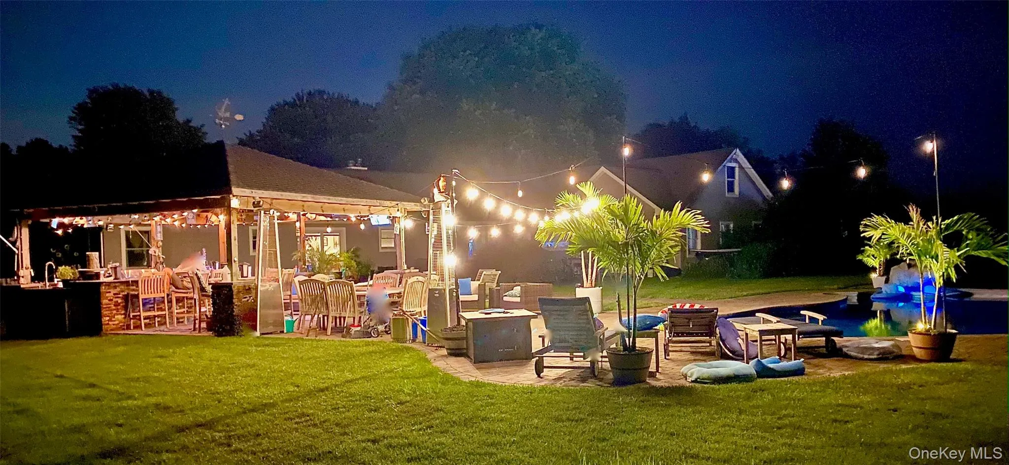 In Ground Pool with Gazebo at Night In Ground Pool with Gazebo at Night