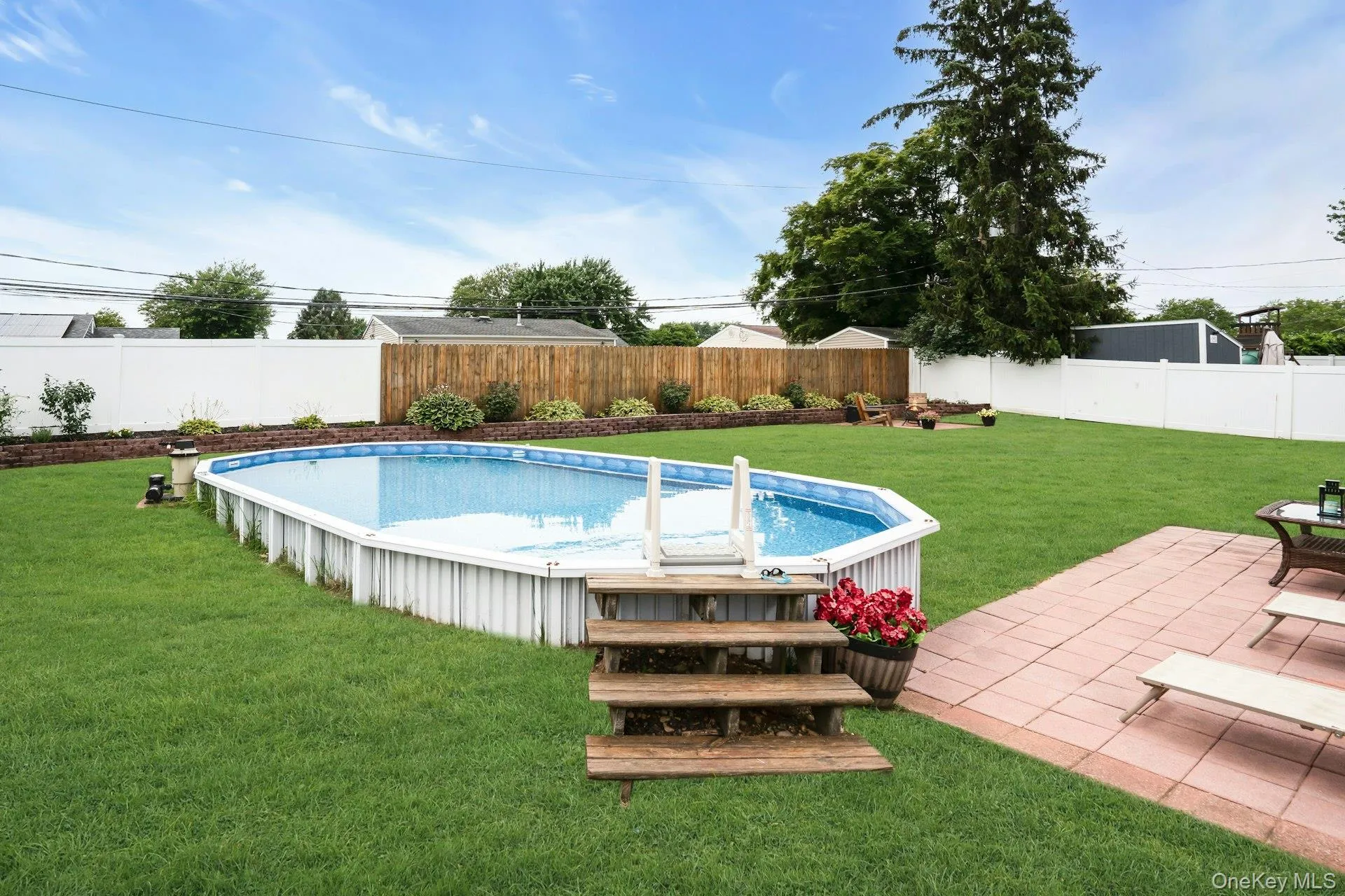 Semi-inground pool. Semi-inground pool.