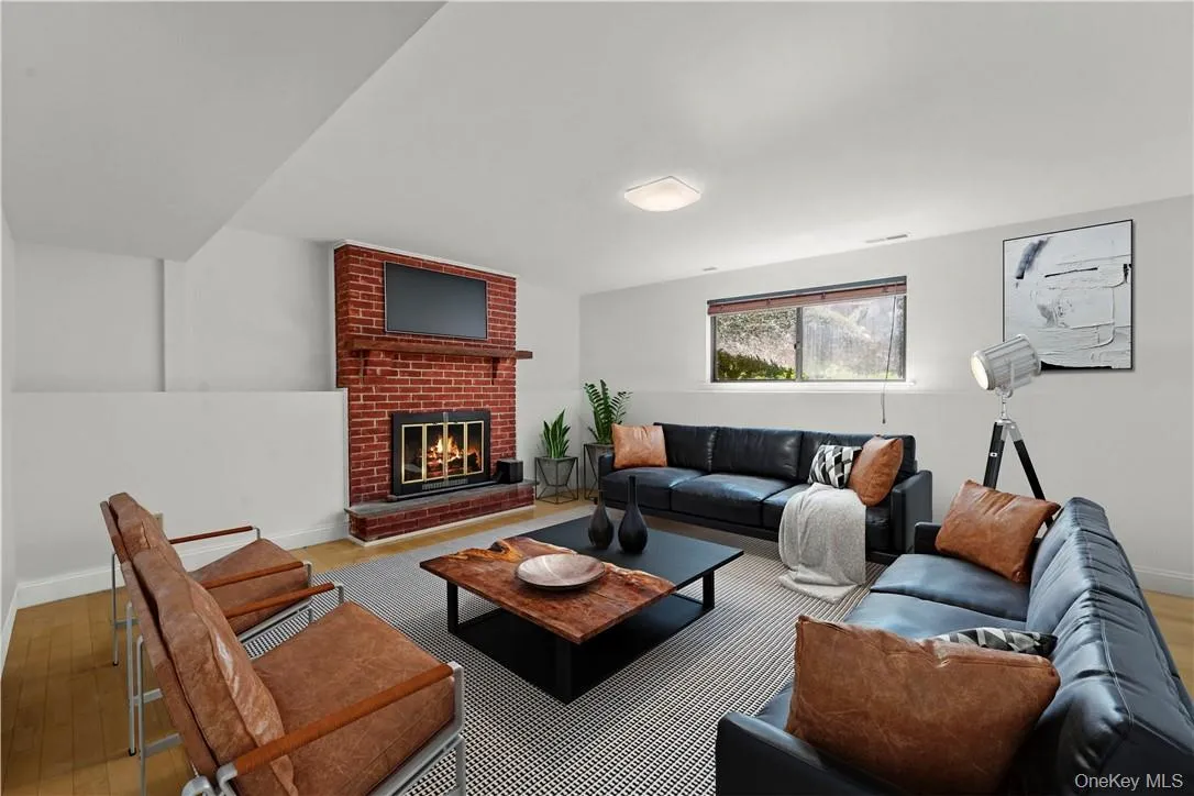 Virtually staged lower level family room Virtually staged lower level family room