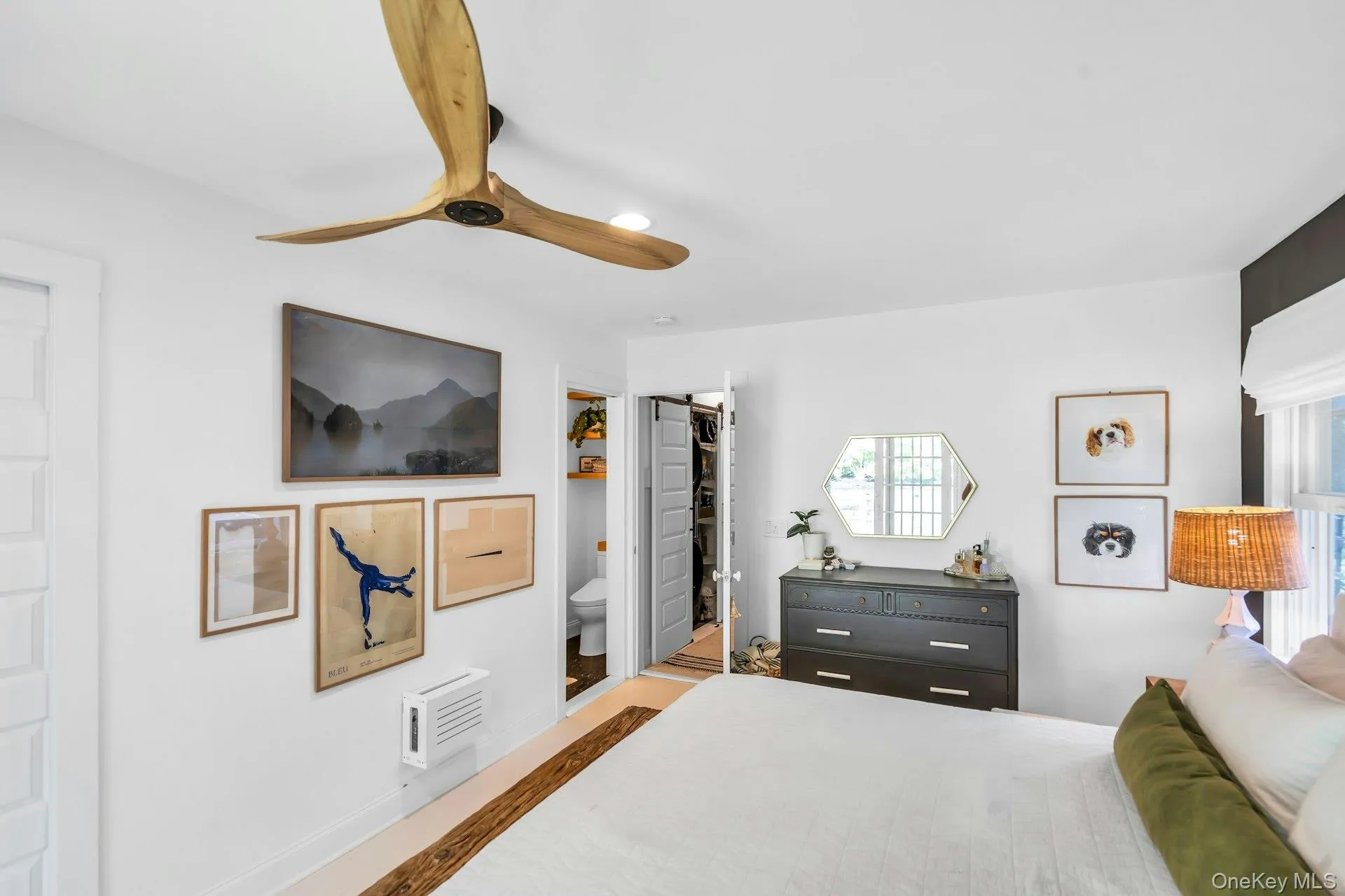 Primary Bedroom with King Bed, french doors to backyard, ensuite bathroom, bureau, spacious closet and TV Primary Bedroom with King Bed, french doors to backyard, ensuite bathroom, bureau, spacious closet and TV