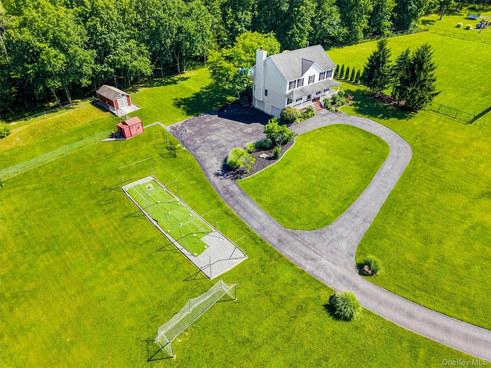 Sky view of hme with batting cages. Sky view of hme with batting cages.