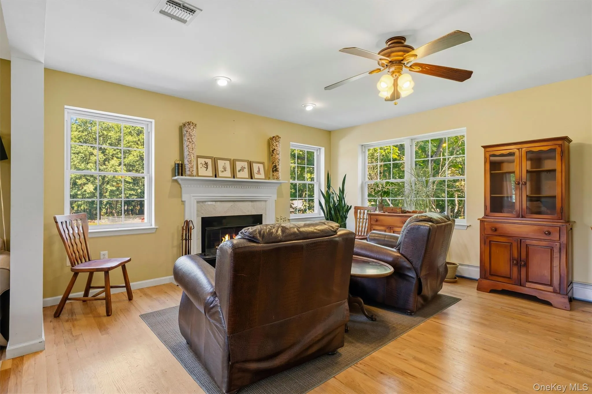 Warm and cozy family room with fireplace. Warm and cozy family room with fireplace.