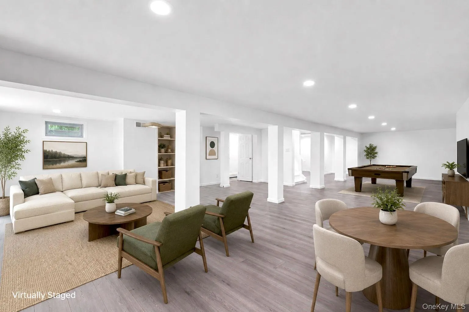 AI staged basement to show the amount of space AI staged basement to show the amount of space