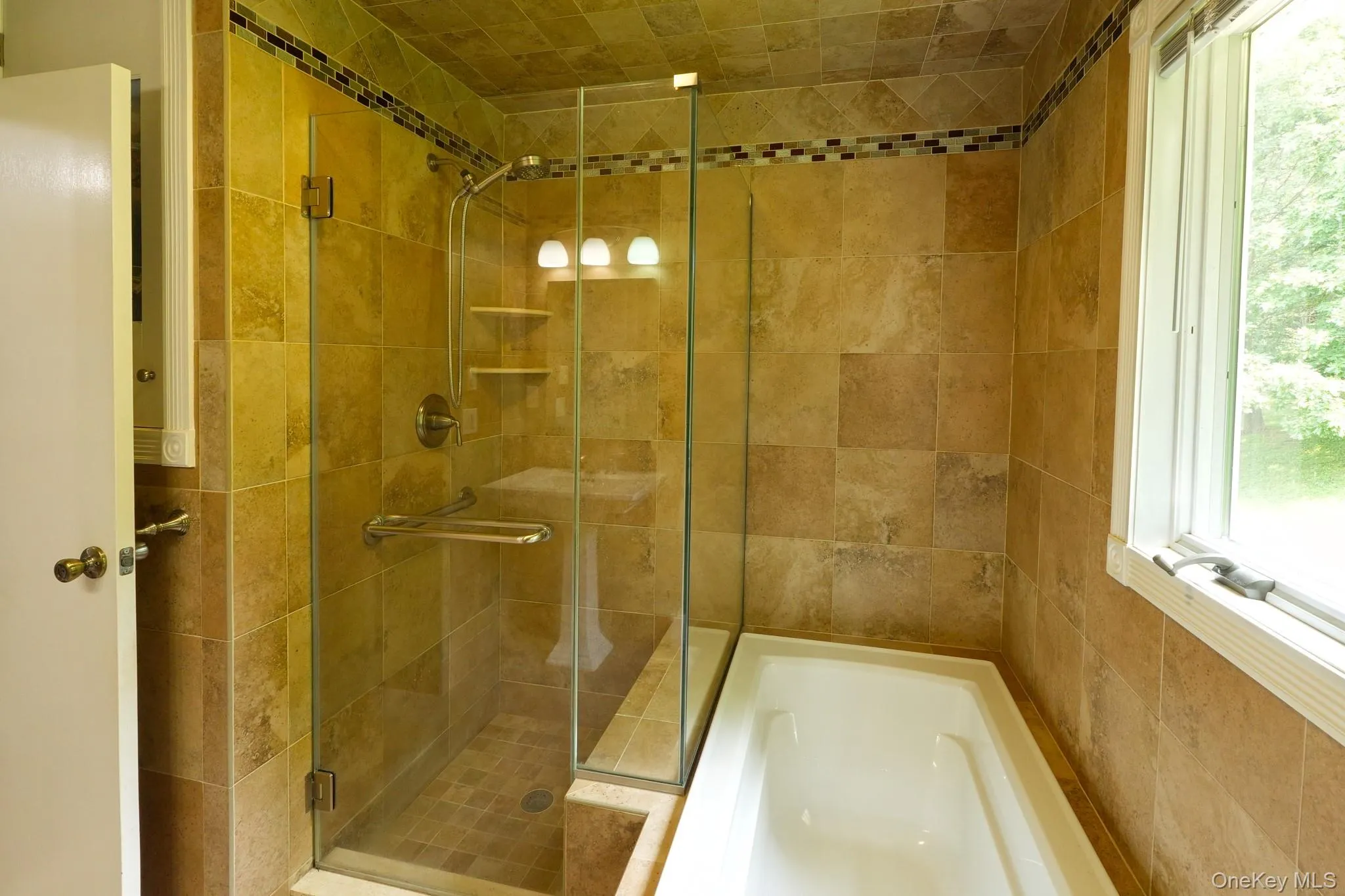 Tiled Full Bathroom with separate shower. Tiled Full Bathroom with separate shower.