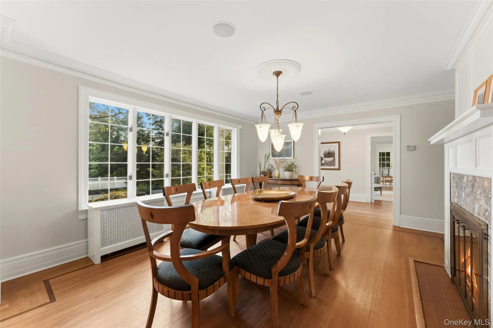 Formal Dining Room with wood-buring fireplace. Formal Dining Room with wood-buring fireplace.