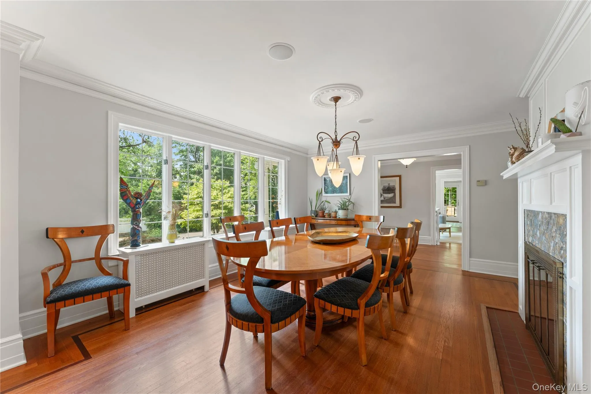 Formal Dining Room with wood-buring fireplace. Formal Dining Room with wood-buring fireplace.