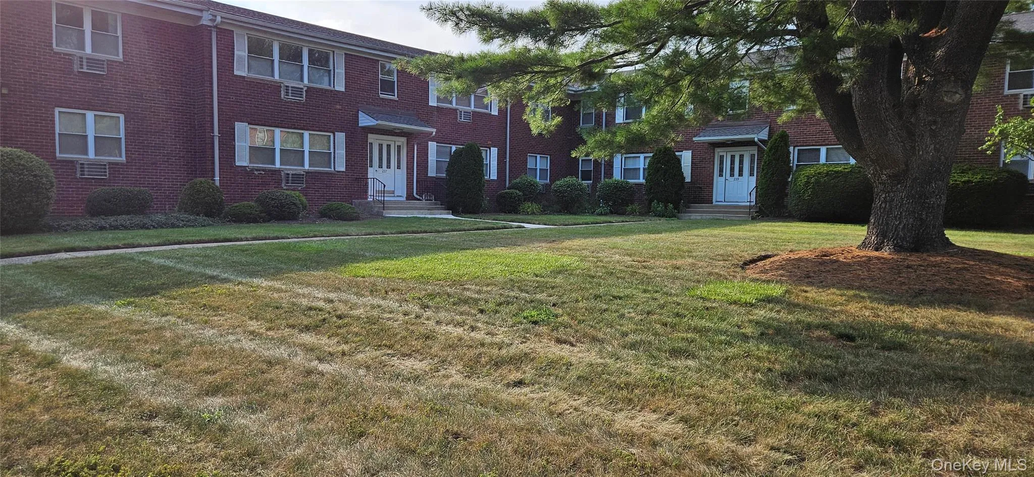 Colonial home featuring a front lawn, brick siding, and entry steps Colonial home featuring a front lawn, brick siding, and entry steps
