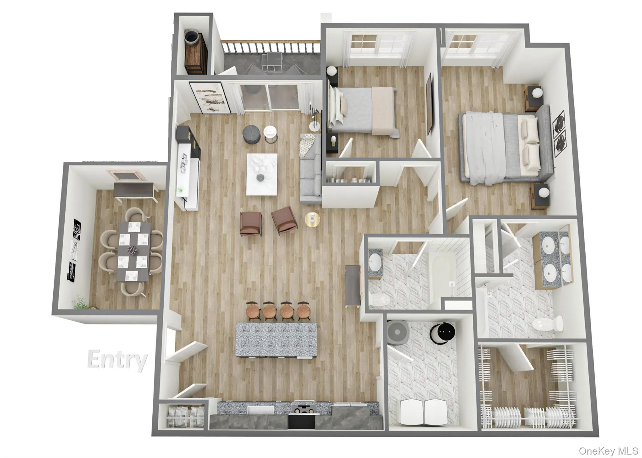 Ivy – First Floor | 2 Bedroom, 2 Bath with Flexible Bonus RoomExperience luxury first-floor living in the Ivy, a thoughtfully designed two-bedroom, two-bath residence featuring an expansive open-concept floor plan and a versatile bonus room—perfect as a home office, den, formal dining room, nursery, or media room to fit your lifestyle.The fully applianced designer kitchen features stainless steel refrigerator, range, microwave, dishwasher, exterior-vented exhaust fan, pantry closet, recessed lighting, abundant cabinetry, and a large granite-topped center island that seamlessly opens to the spacious living area—ideal for entertaining.Retreat to the private primary suite featuring a **large walk-in closet** and a beautifully appointed ensuite bath with a **dual-sink vanity, real granite countertop, Kohler® plumbing fixtures, a Kohler® low-threshold bathtub for easy entry and exit, and full-height marble-look porcelain tile tub surround and floor.Additional highlights include luxury wide-plank flooring, Ivy – First Floor | 2 Bedroom, 2 Bath with Flexible Bonus RoomExperience luxury first-floor living in the Ivy, a thoughtfully designed two-bedroom, two-bath residence featuring an expansive open-concept floor plan and a versatile bonus room—perfect as a home office, den, formal dining room, nursery, or media room to fit your lifestyle.The fully applianced designer kitchen features stainless steel refrigerator, range, microwave, dishwasher, exterior-vented exhaust fan, pantry closet, recessed lighting, abundant cabinetry, and a large granite-topped center island that seamlessly opens to the spacious living area—ideal for entertaining.Retreat to the private primary suite featuring a **large walk-in closet** and a beautifully appointed ensuite bath with a **dual-sink vanity, real granite countertop, Kohler® plumbing fixtures, a Kohler® low-threshold bathtub for easy entry and exit, and full-height marble-look porcelain tile tub surround and floor.Additional highlights include luxury wide-plank flooring,