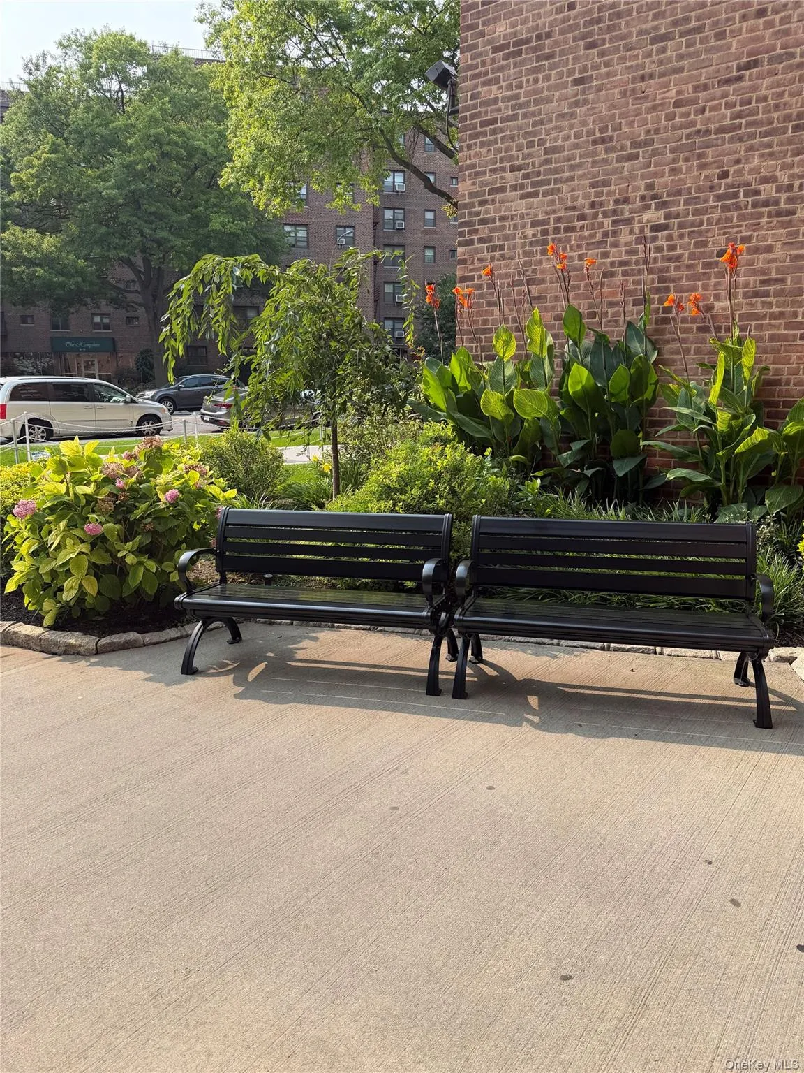 New benches at entrance New benches at entrance