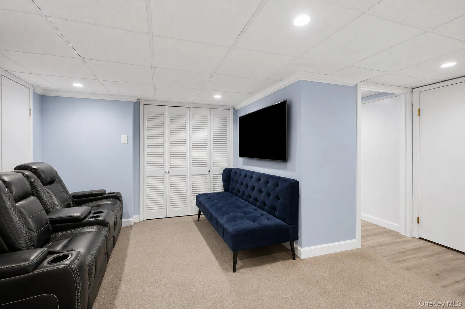 Finished Basement with beautiful Vinyl flooring, Crown Moldings, Recessed Lighting Finished Basement with beautiful Vinyl flooring, Crown Moldings, Recessed Lighting