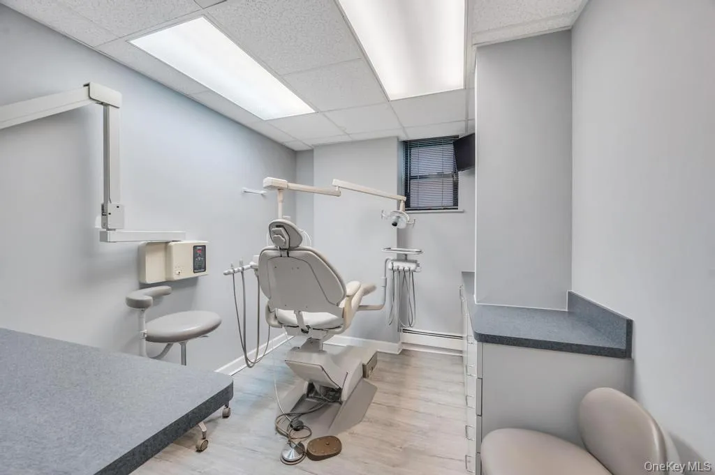 Professional medical examination room featuring light gray walls and wood-finish flooring Professional medical examination room featuring light gray walls and wood-finish flooring