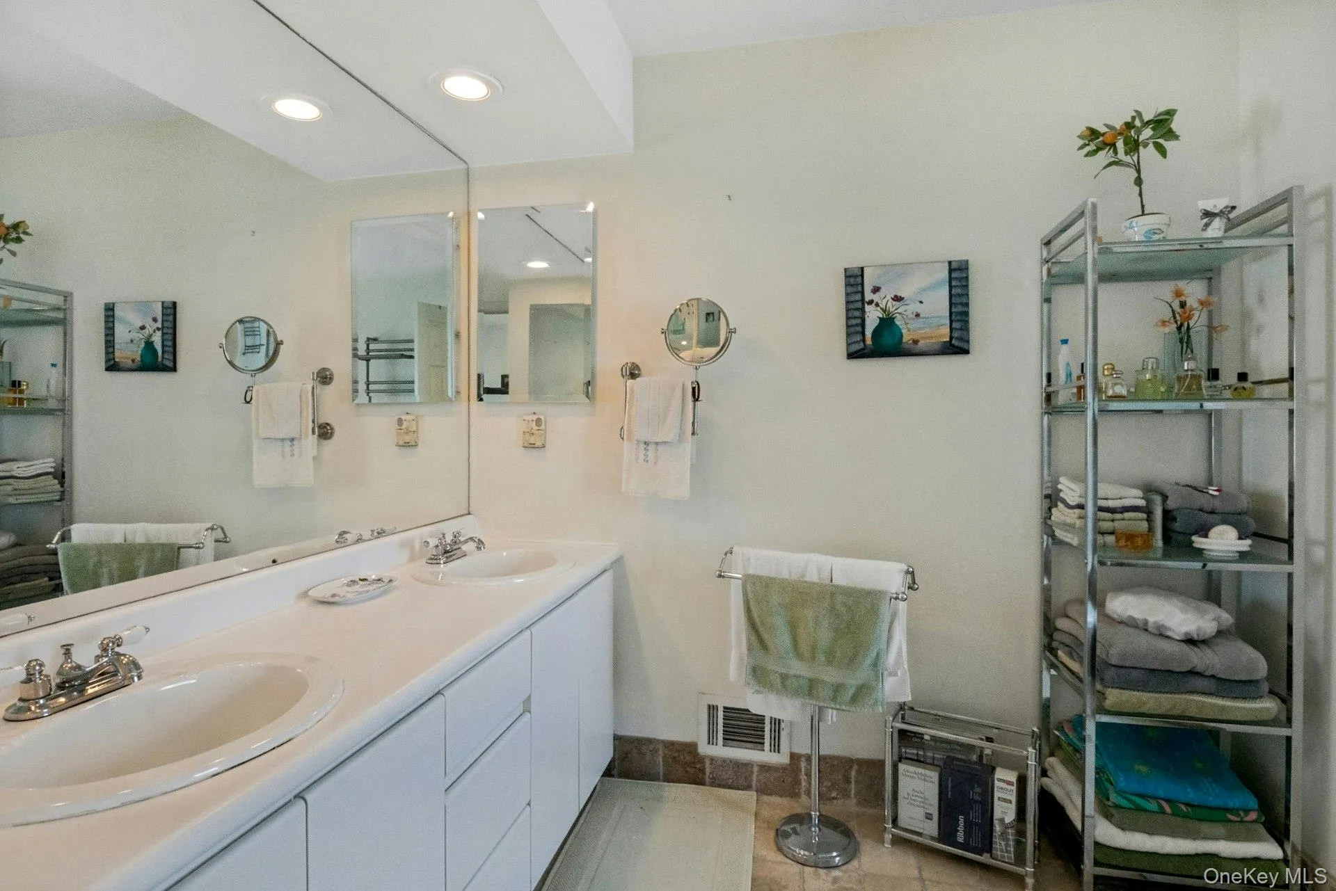 Primary bathroom with double sinks. Primary bathroom with double sinks.