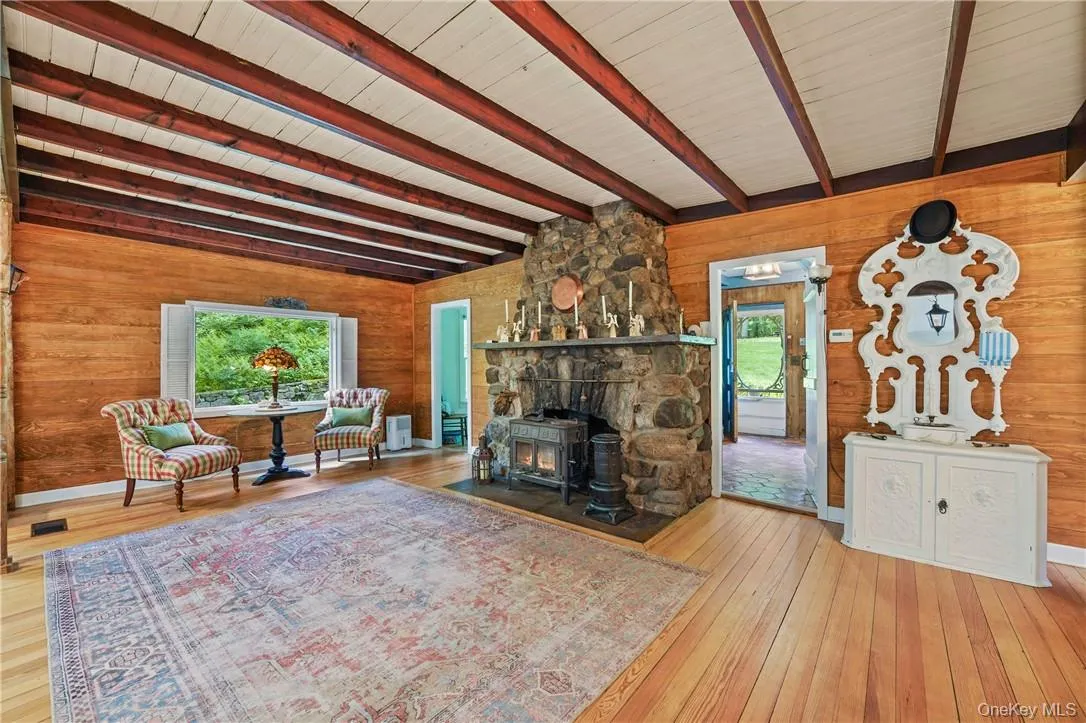 Living room, wood stove Living room, wood stove