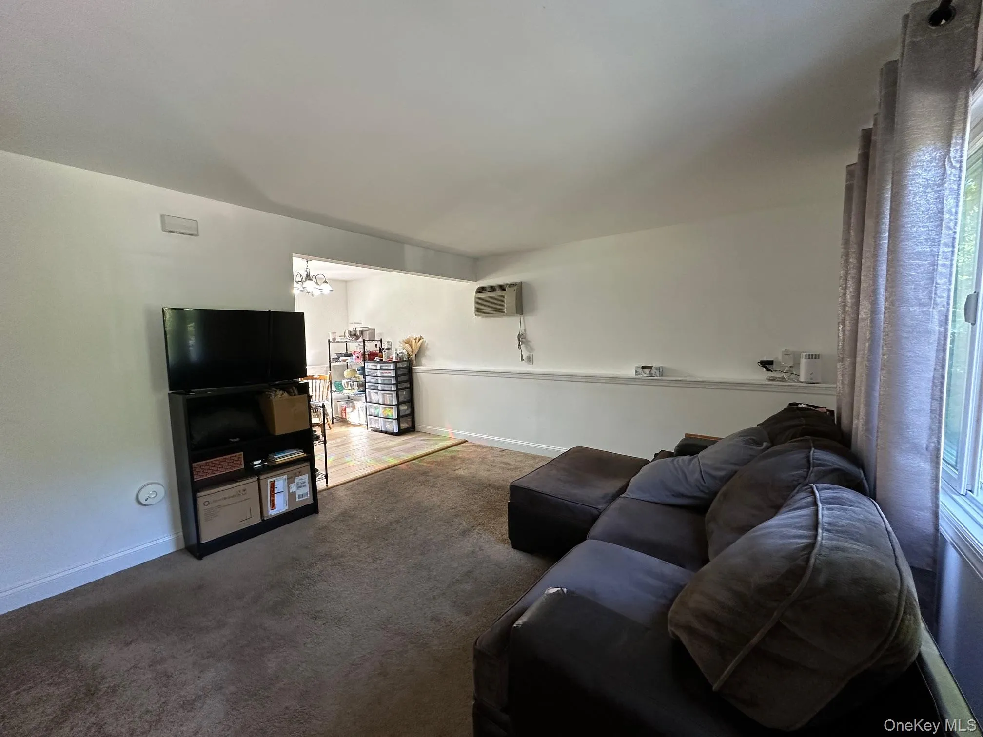 Living room with carpet floors Living room with carpet floors
