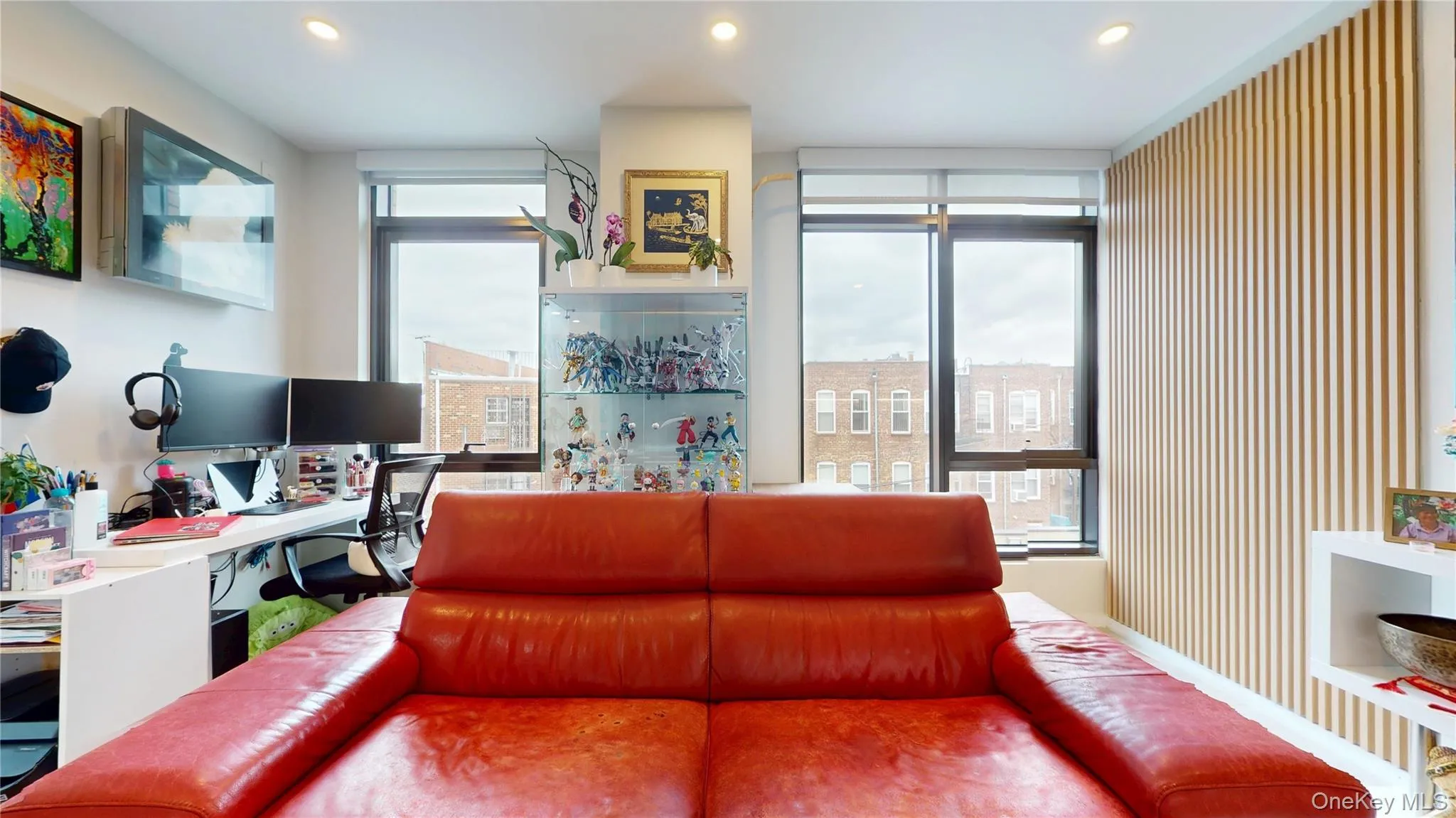Living area featuring an office area and recessed lighting Living area featuring an office area and recessed lighting