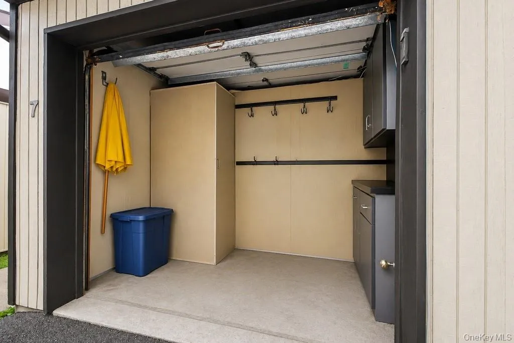 Garage split into inside room and outside storage area Garage split into inside room and outside storage area