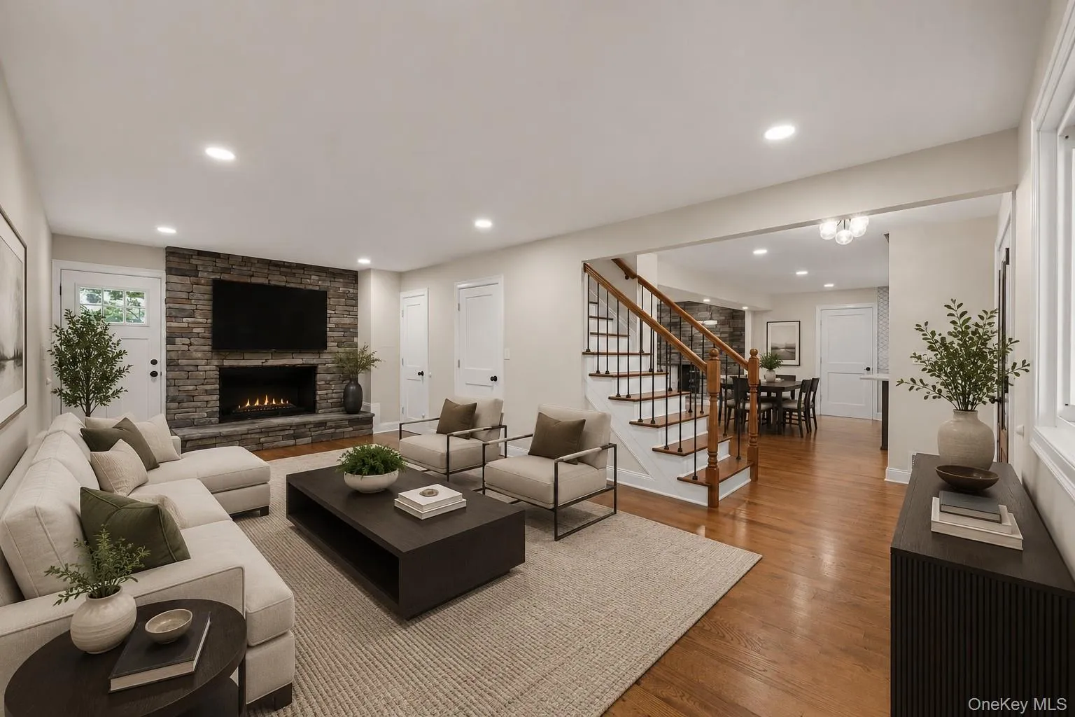 Virtual Staging - Living room with wood burning fireplace Virtual Staging - Living room with wood burning fireplace