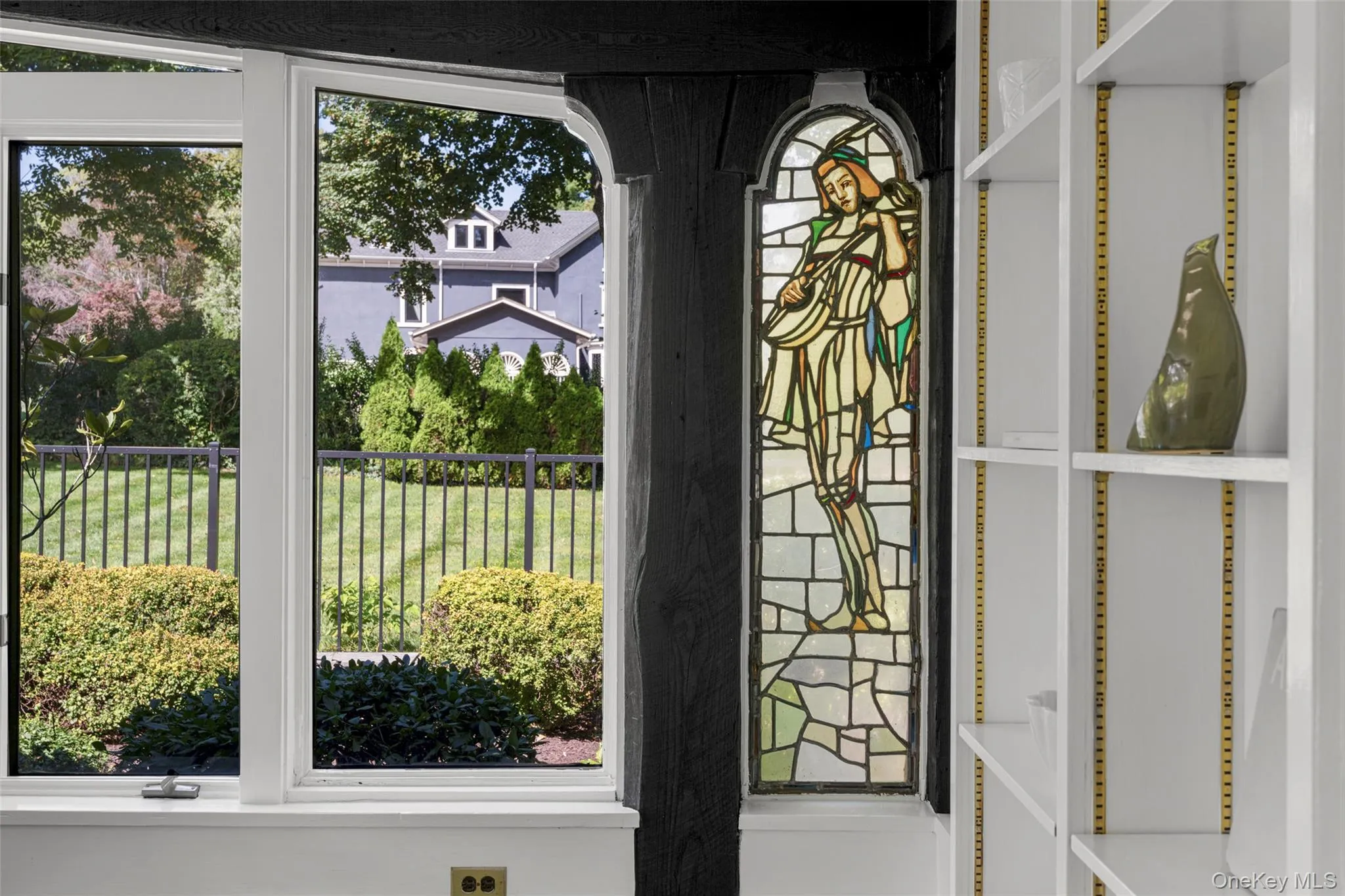 Beautiful stained glass windows in home office Beautiful stained glass windows in home office