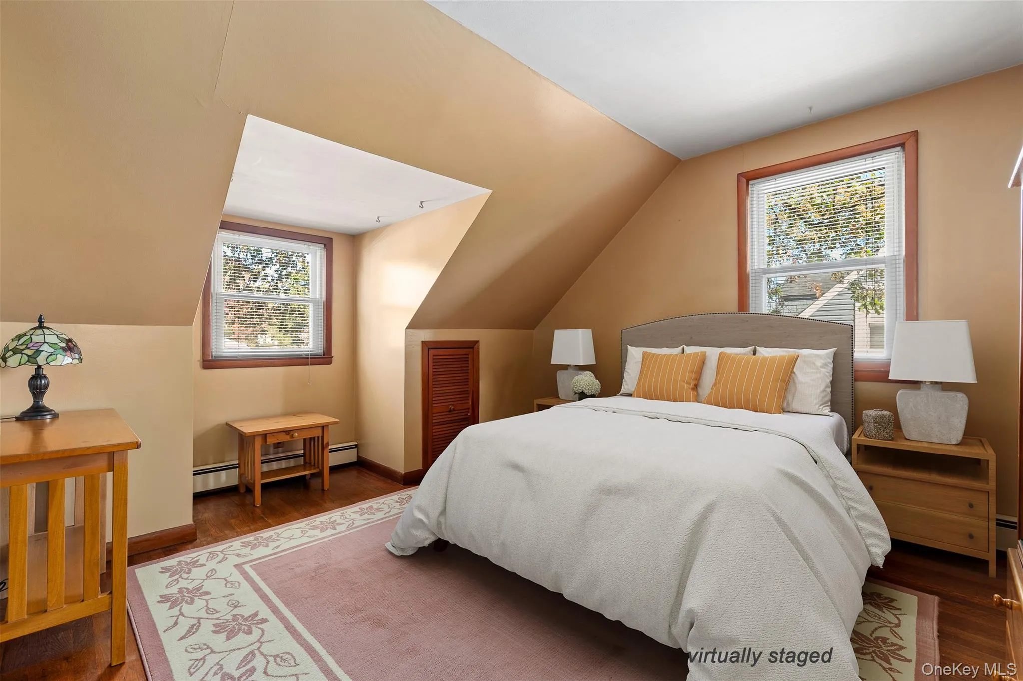 Virtually staged upstairs Bedroom #3 w Oak floors Virtually staged upstairs Bedroom #3 w Oak floors